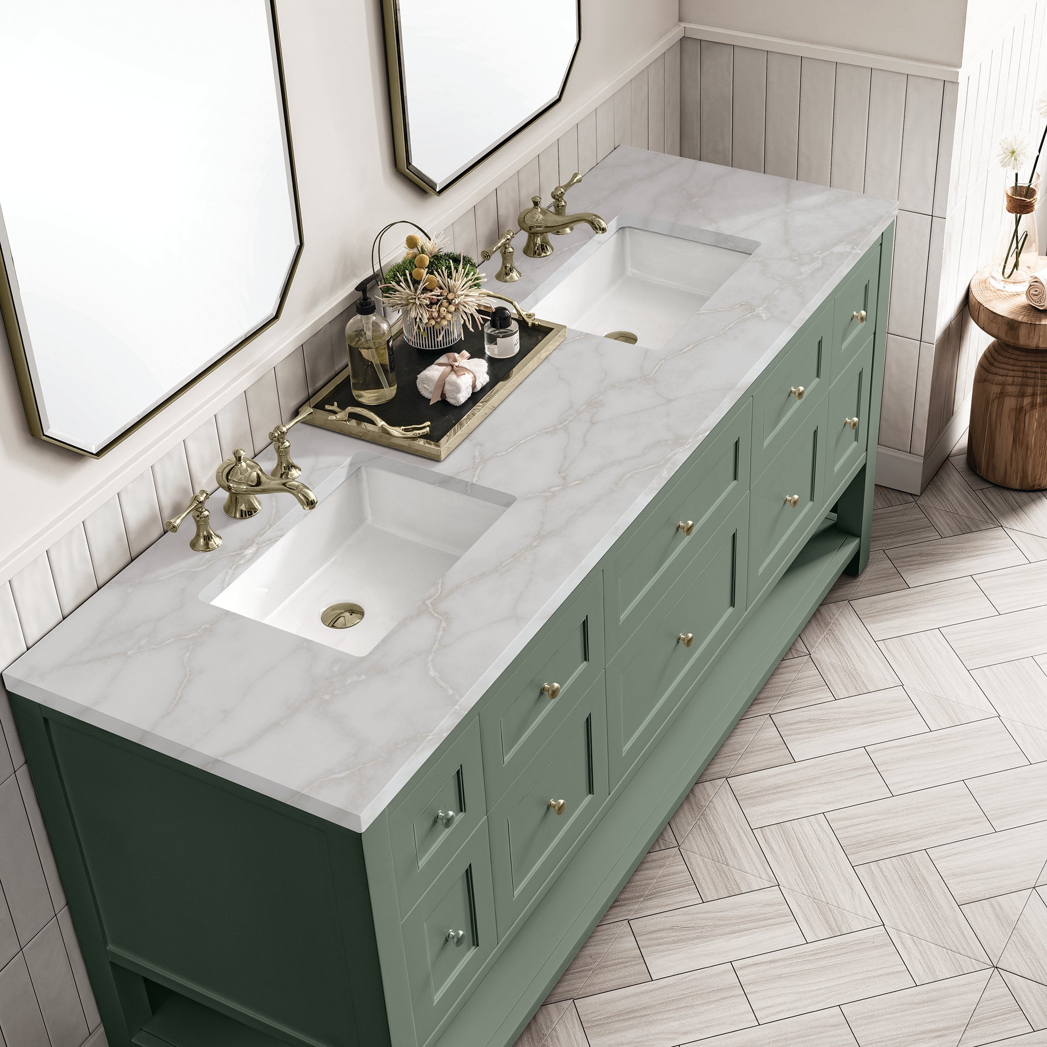 James Martin Vanities - Breckenridge 72" Double Vanity in Smokey Celadon - 330 - V72 - SC - 3VSL - Home Luxury USA