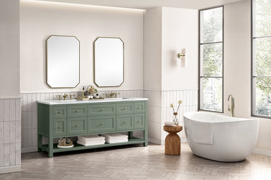 James Martin Vanities - Breckenridge 72" Double Vanity in Smokey Celadon - Home Luxury USA