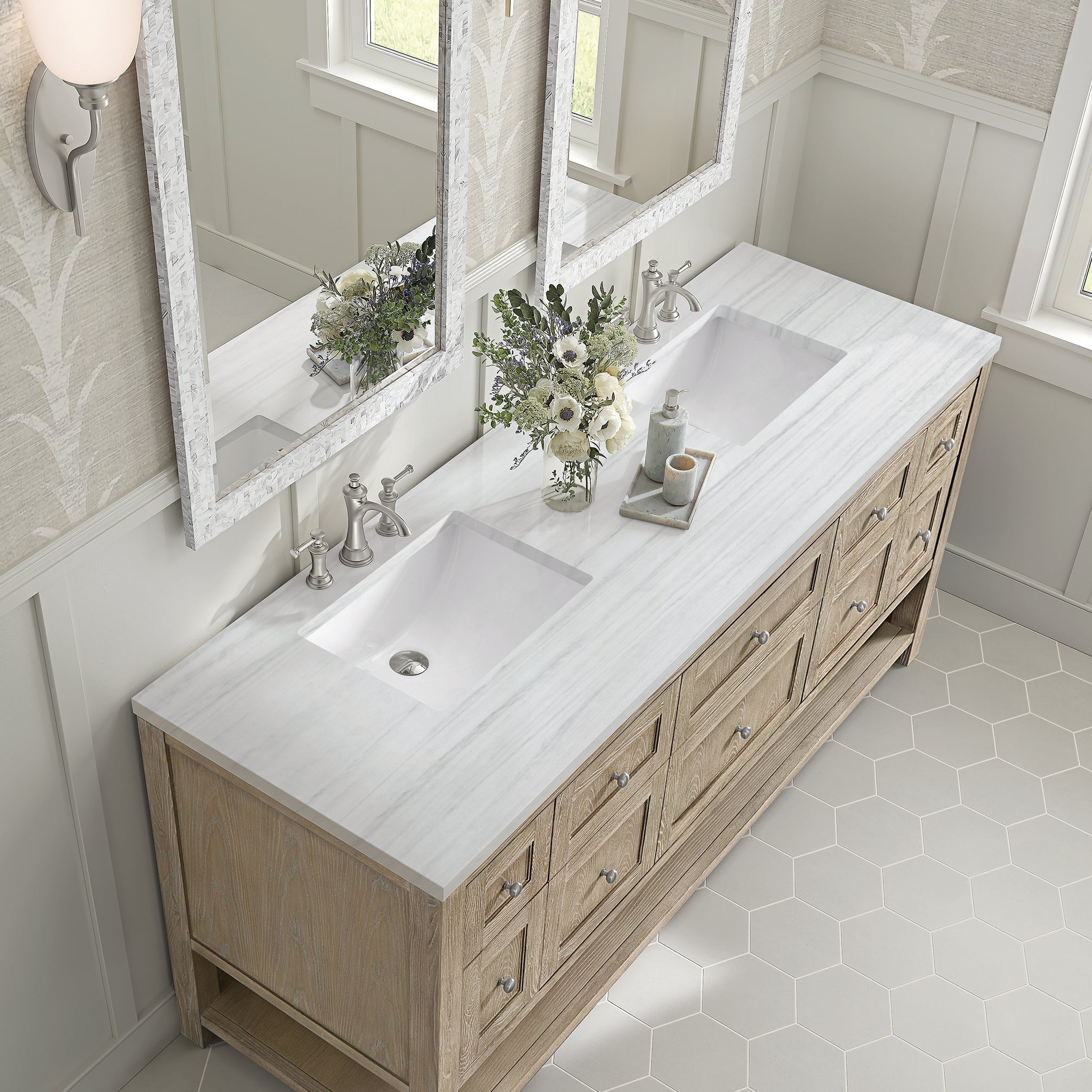 James Martin Vanities - Breckenridge 72" Double Vanity in Whitewashed Oak - 330 - V72 - WWO - Home Luxury USA