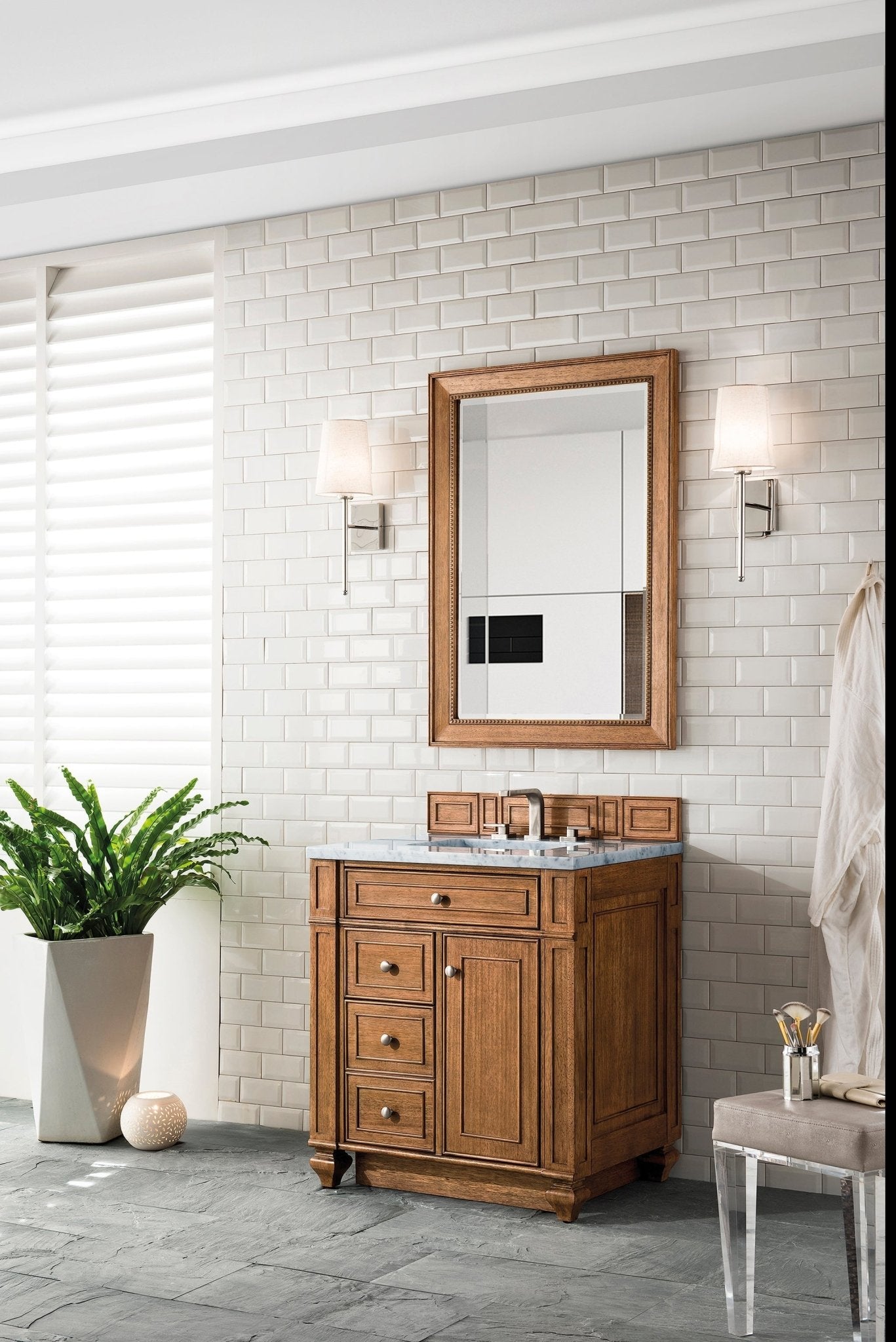 James Martin Vanities - Bristol 30" Single Vanity in Saddle Brown - 157 - V30 - SBR - 3CAR - Home Luxury USA