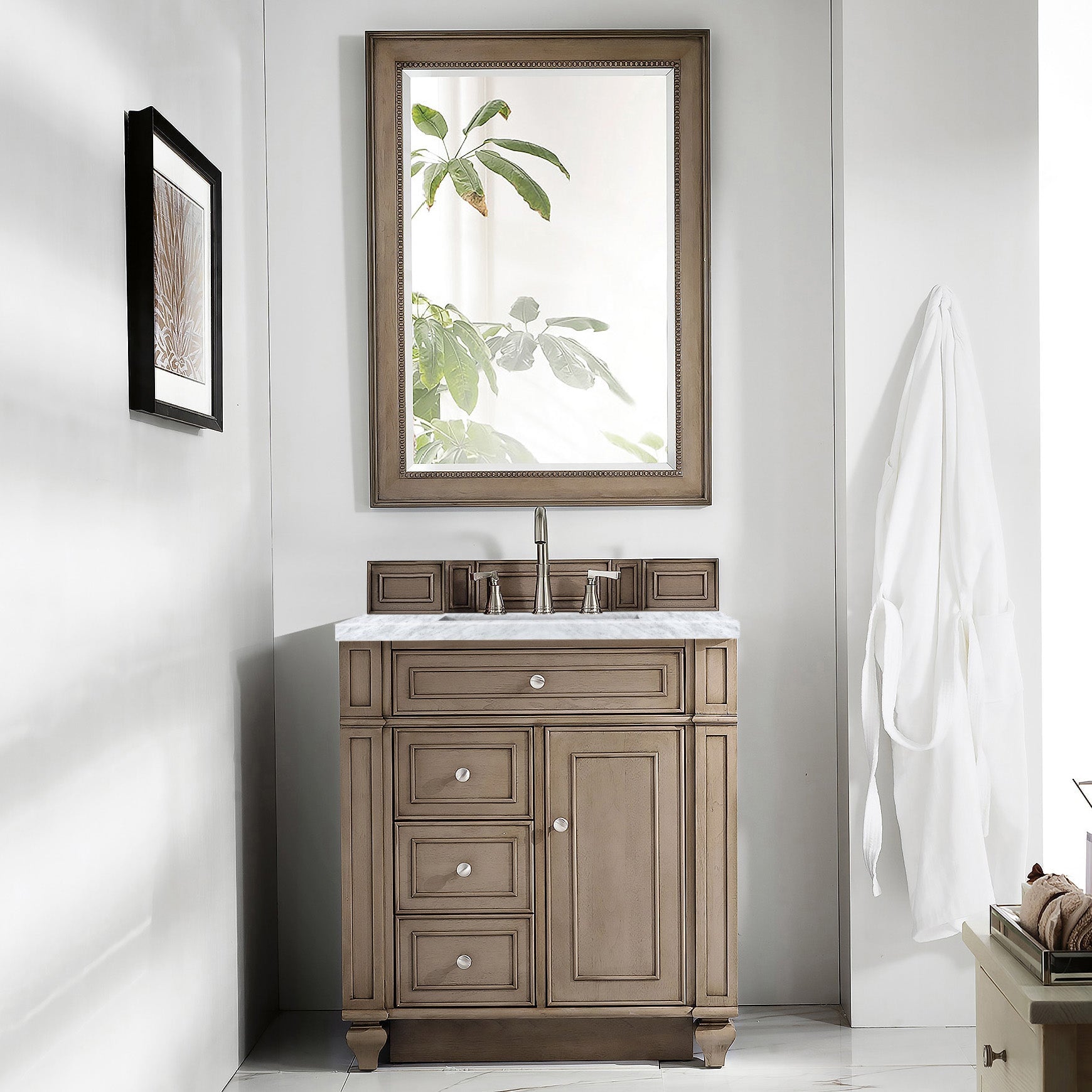 James Martin Vanities - Bristol 30" Single Vanity in Whitewashed Walnut - 157 - V30 - WW - 3WZ - Home Luxury USA