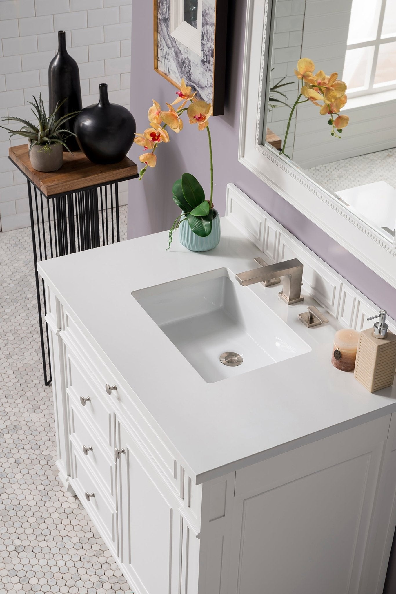 James Martin Vanities - Bristol 36" Single Vanity in Bright White - 157 - V36 - BW - 3WZ - Home Luxury USA