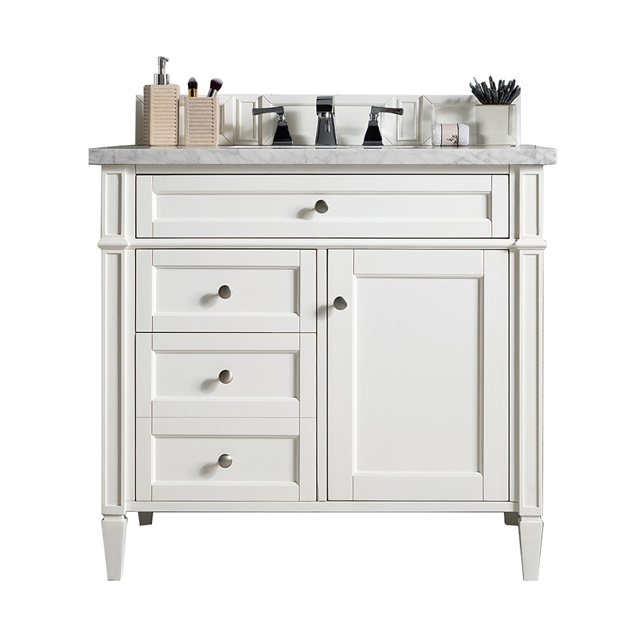 James Martin Vanities - Brittany 36"Single Bathroom Vanity in Bright White - 655 - V36 - BW - 3AF - Home Luxury USA