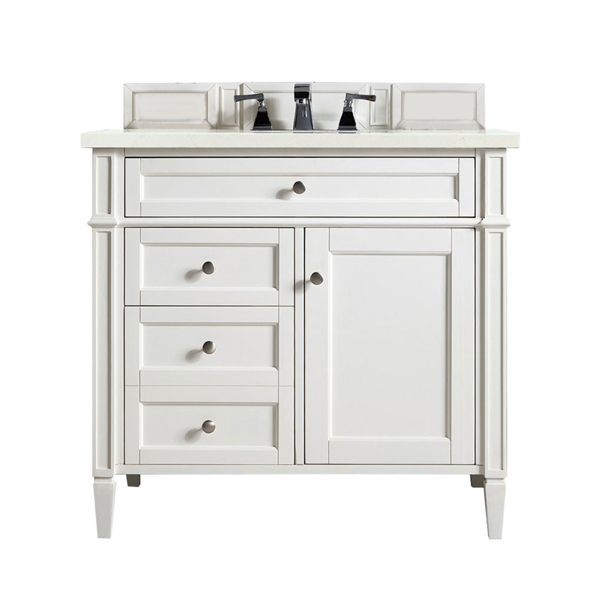 James Martin Vanities - Brittany 36"Single Bathroom Vanity in Bright White - 655 - V36 - BW - 3EMR - Home Luxury USA