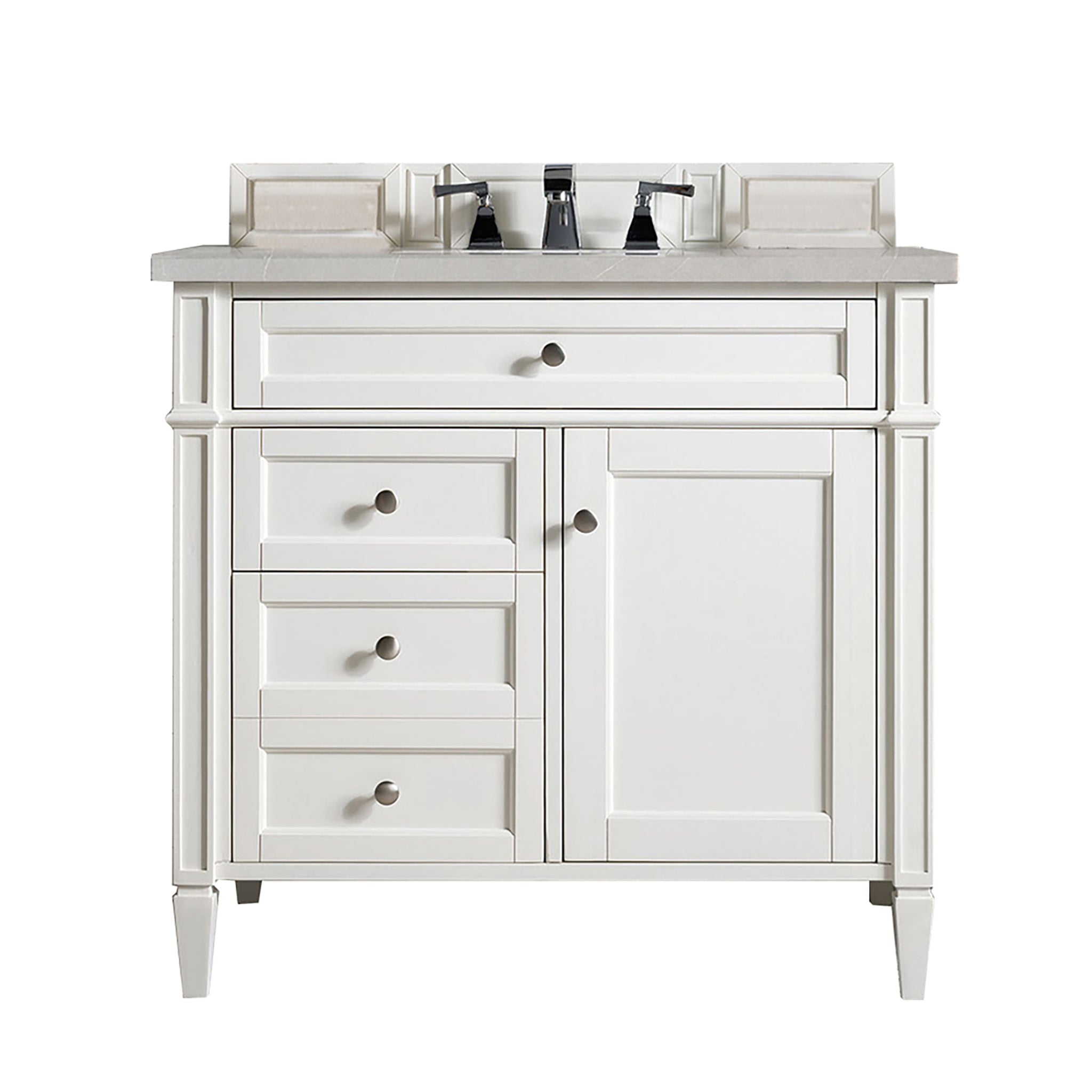 James Martin Vanities - Brittany 36"Single Bathroom Vanity in Bright White - 655 - V36 - BW - 3ESR - Home Luxury USA