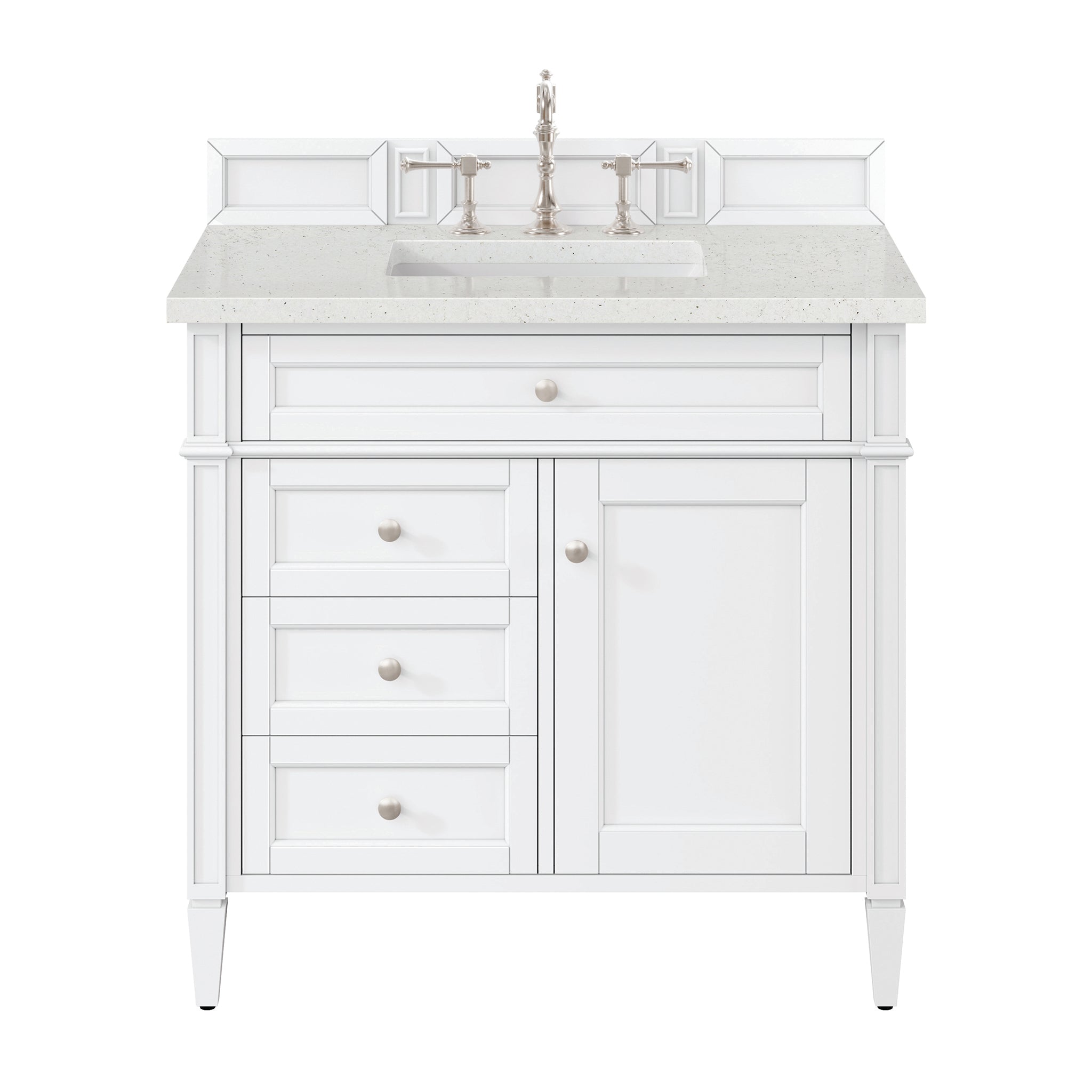 James Martin Vanities - Brittany 36"Single Bathroom Vanity in Bright White - 655 - V36 - BW - 3LDL - Home Luxury USA