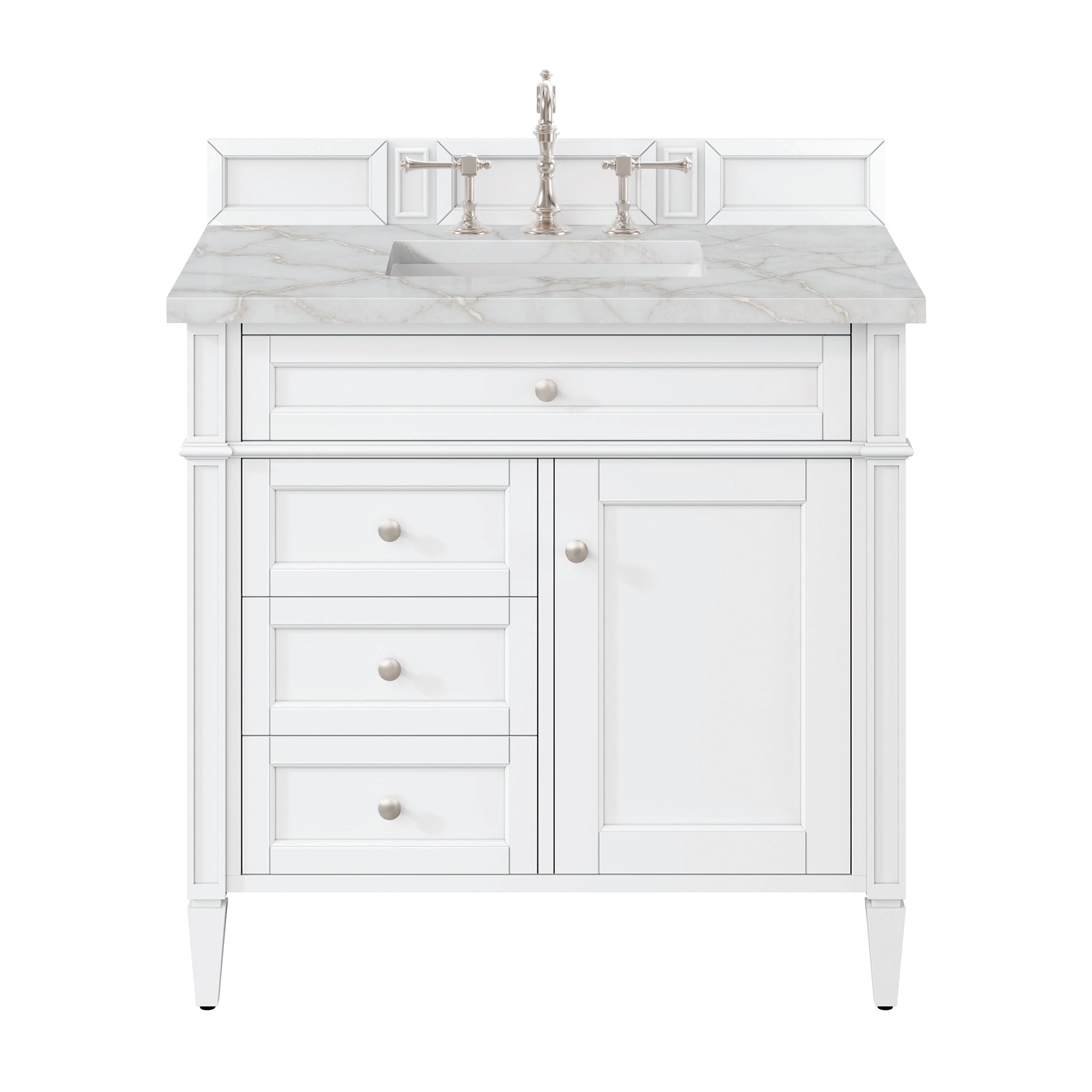 James Martin Vanities - Brittany 36"Single Bathroom Vanity in Bright White - 655 - V36 - BW - 3VSL - Home Luxury USA