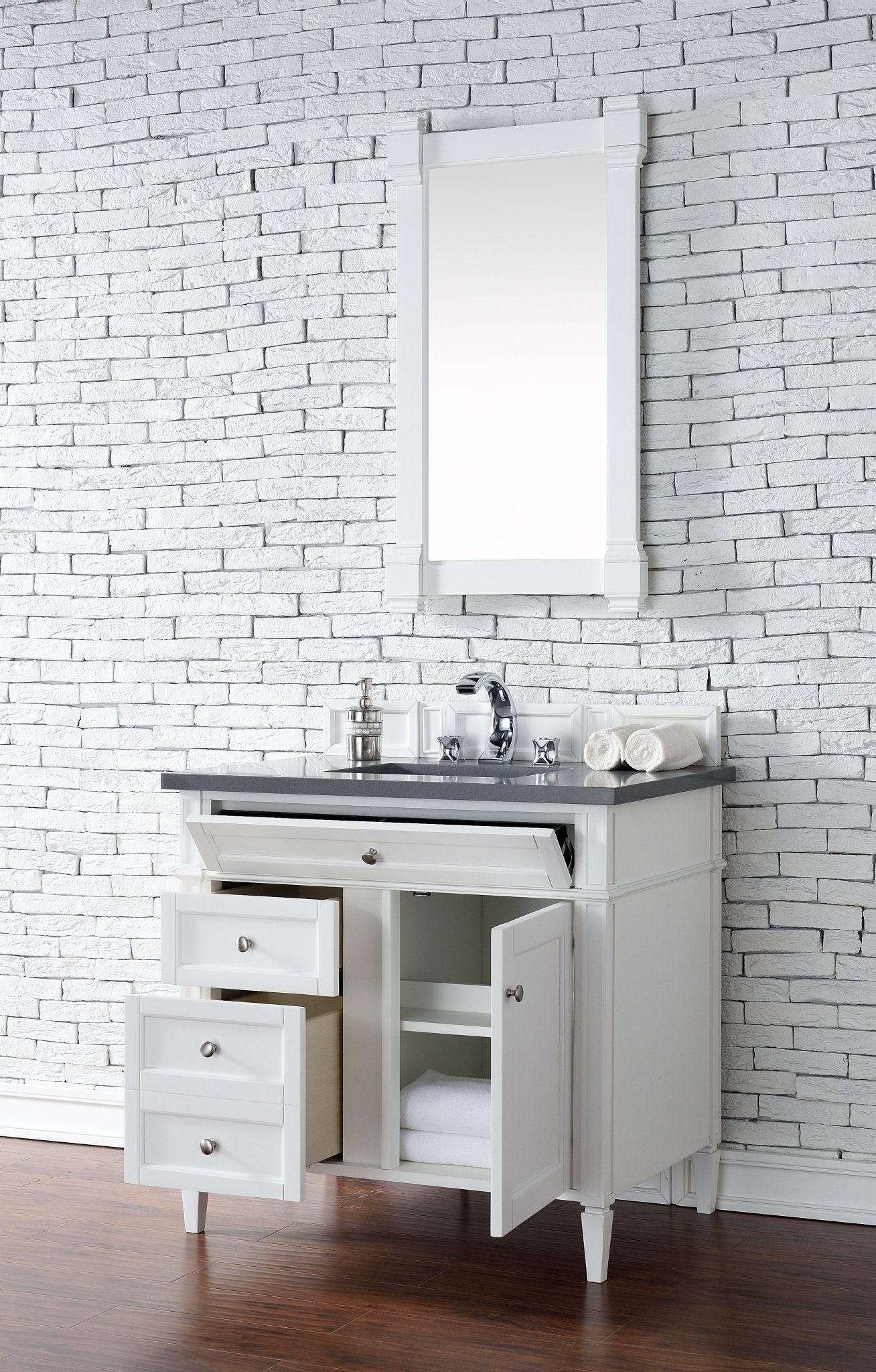 James Martin Vanities - Brittany 36"Single Bathroom Vanity in Bright White - 655 - V36 - BW - Home Luxury USA