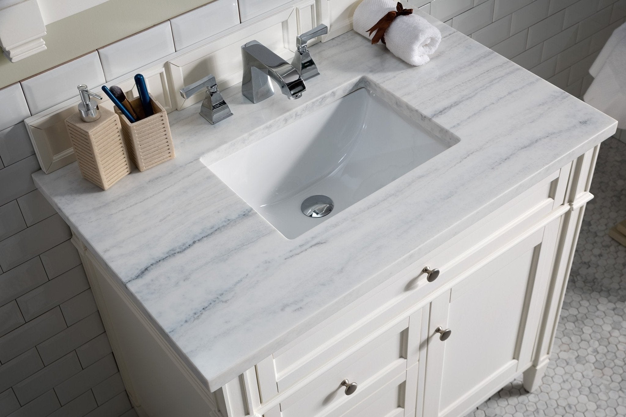 James Martin Vanities - Brittany 36"Single Bathroom Vanity in Bright White - 655 - V36 - BW - Home Luxury USA