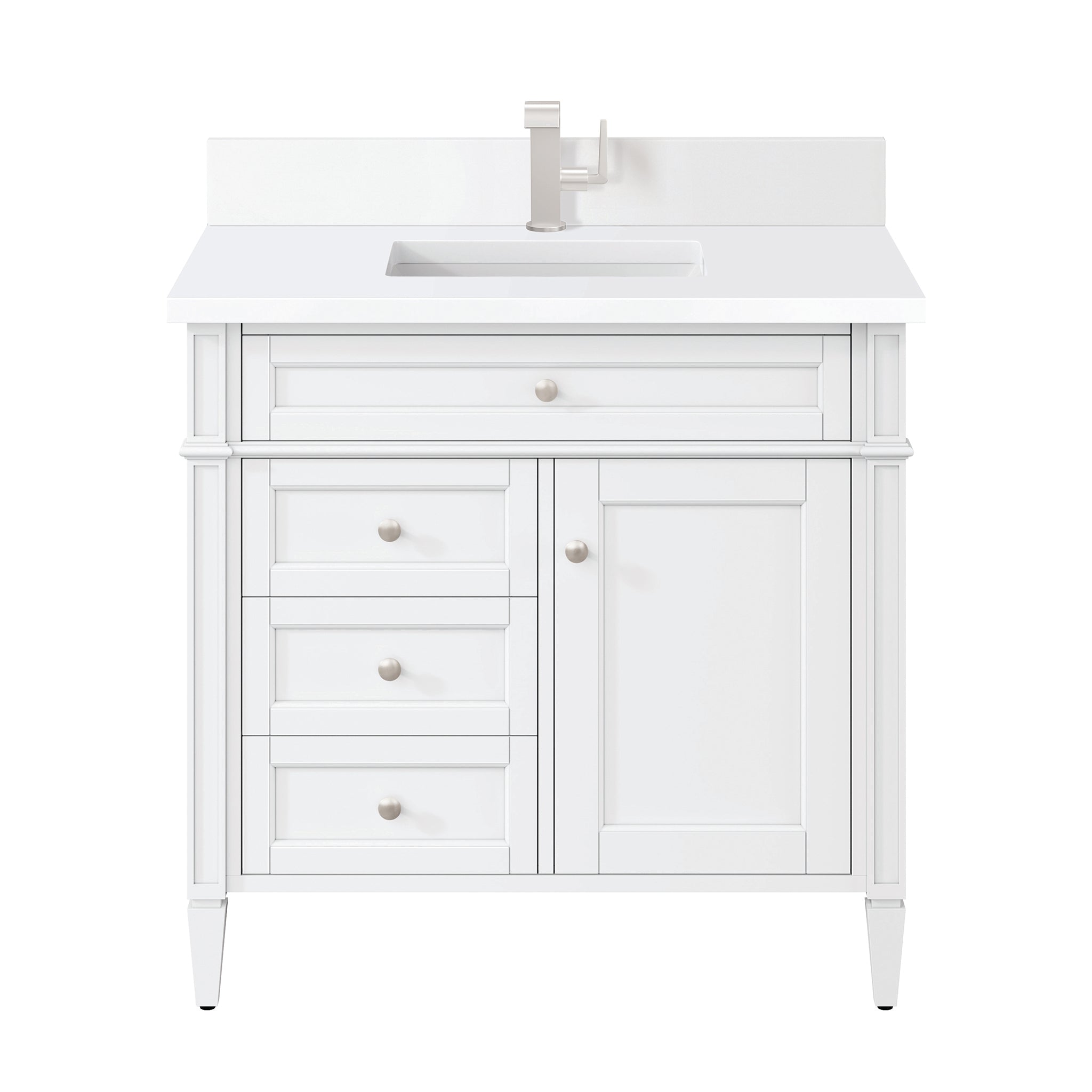 James Martin Vanities - Brittany 36"Single Bathroom Vanity in Bright White - Home Luxury USA