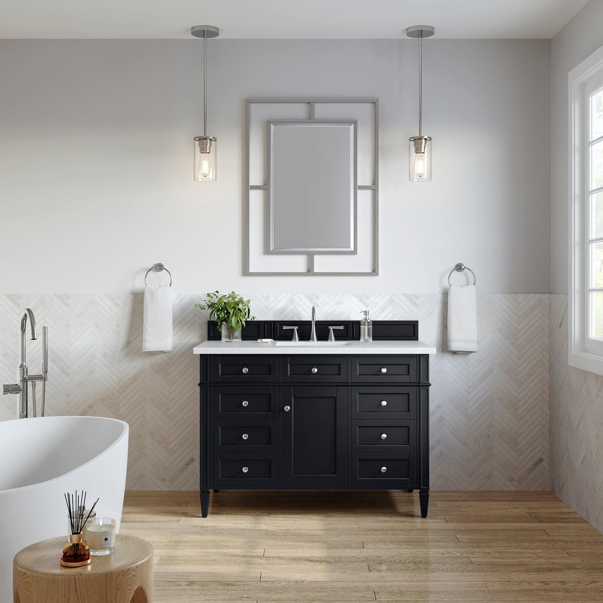 James Martin Vanities - Brittany 48" Single Bathroom Vanity in Black Onyx - 650 - V48 - BKO - Home Luxury USA