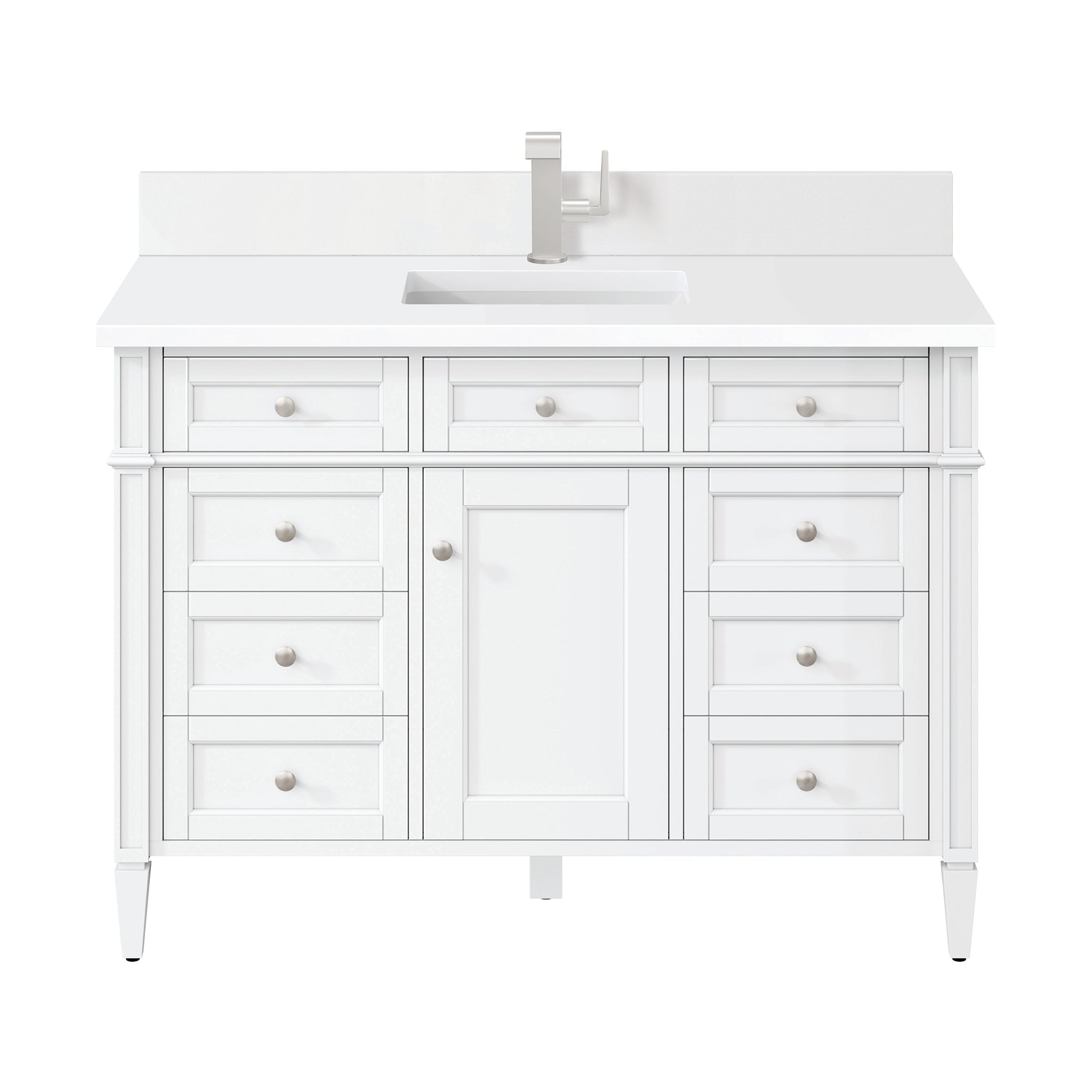 James Martin Vanities - Brittany 48" Single Bathroom Vanity in Bright White - 655 - V48 - BW - 1WZ - Home Luxury USA