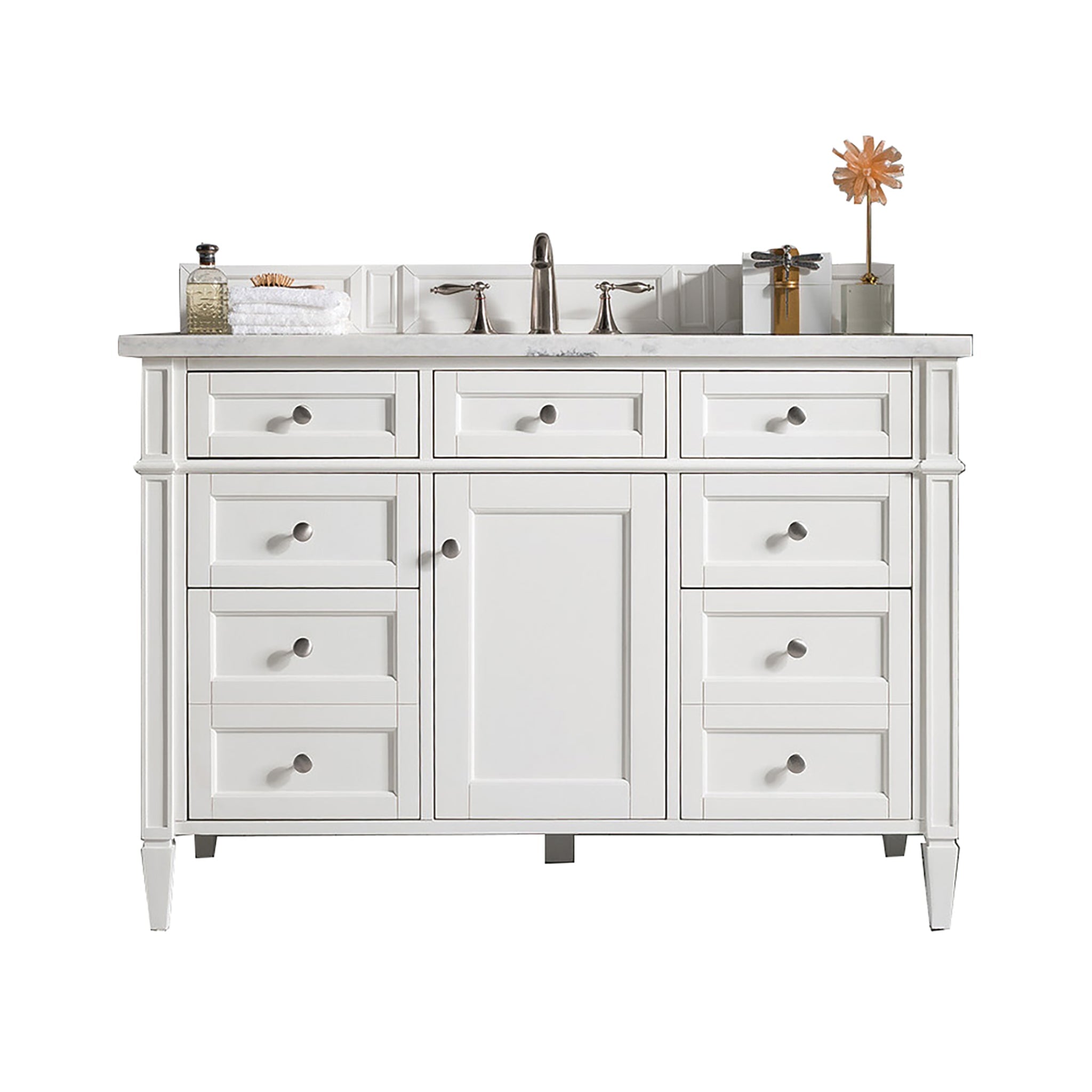 James Martin Vanities - Brittany 48" Single Bathroom Vanity in Bright White - 655 - V48 - BW - 3AF - Home Luxury USA