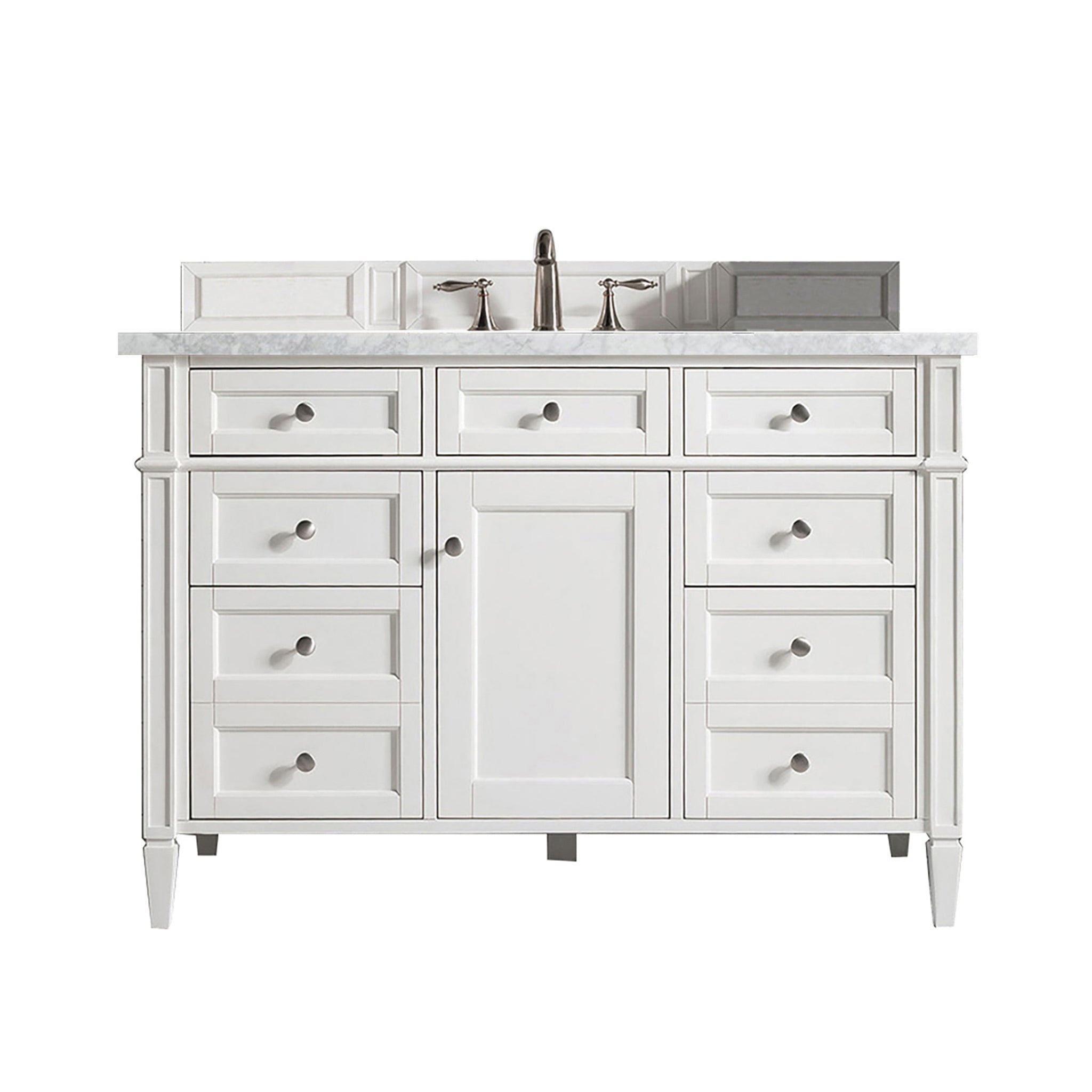 James Martin Vanities - Brittany 48" Single Bathroom Vanity in Bright White - 655 - V48 - BW - 3CAR - Home Luxury USA