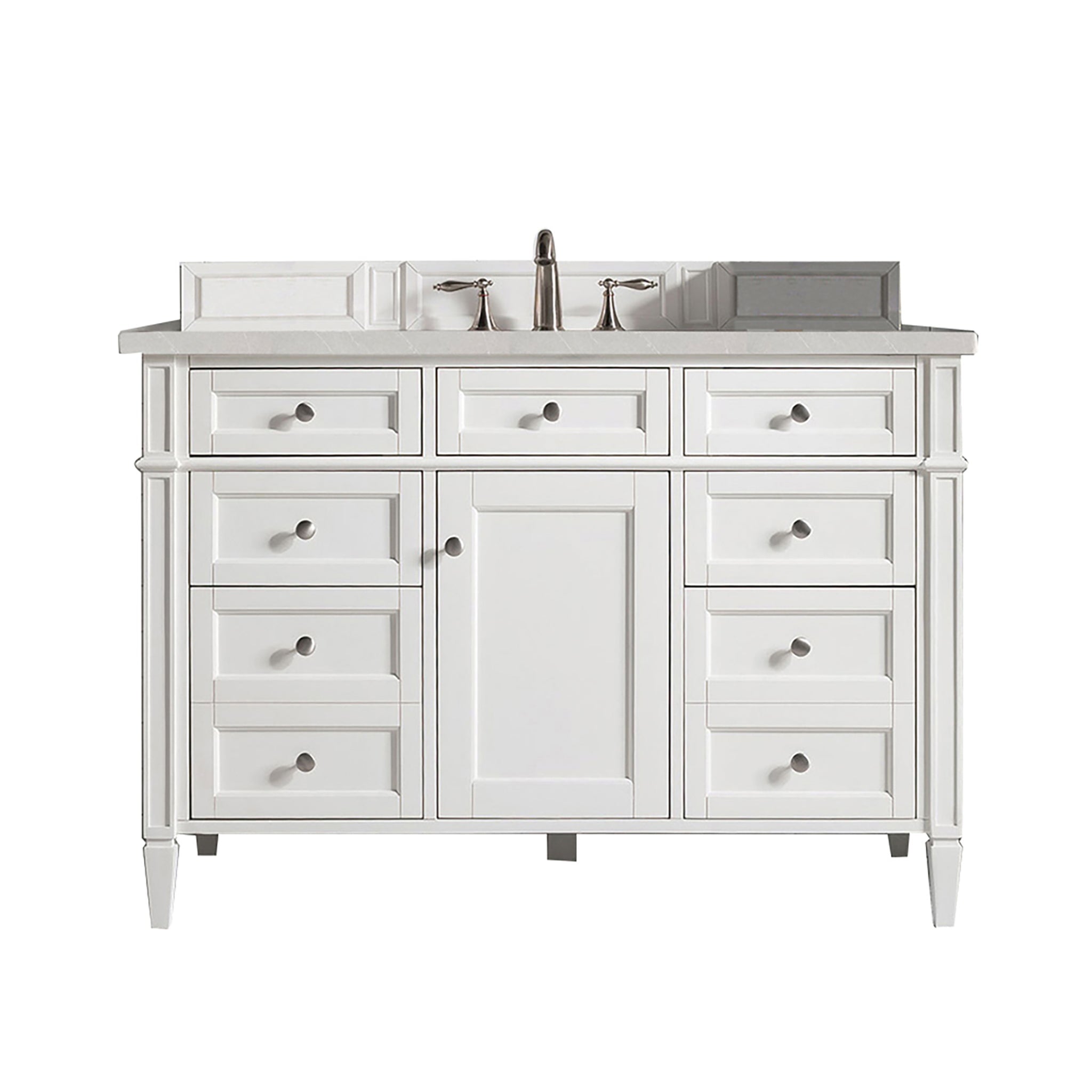 James Martin Vanities - Brittany 48" Single Bathroom Vanity in Bright White - 655 - V48 - BW - 3ESR - Home Luxury USA