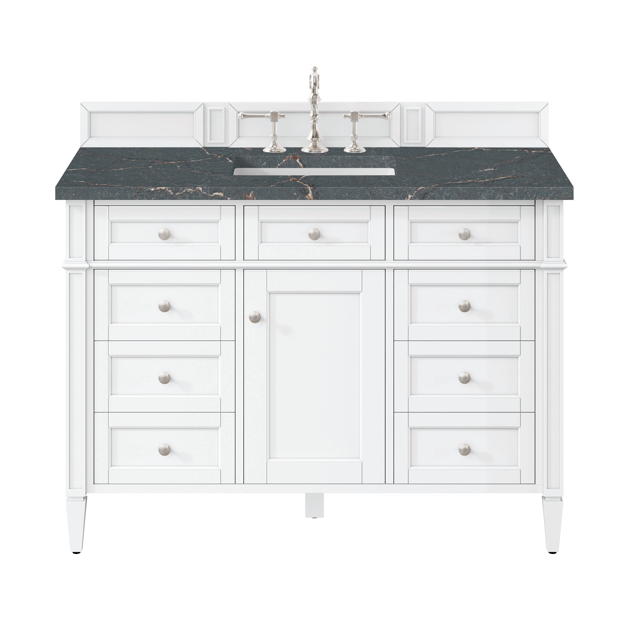 James Martin Vanities - Brittany 48" Single Bathroom Vanity in Bright White - 655 - V48 - BW - 3PBL - Home Luxury USA