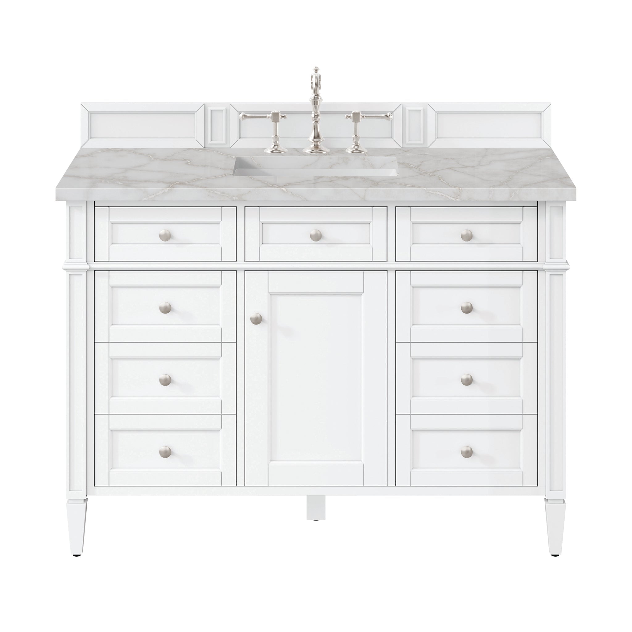 James Martin Vanities - Brittany 48" Single Bathroom Vanity in Bright White - 655 - V48 - BW - 3VSL - Home Luxury USA