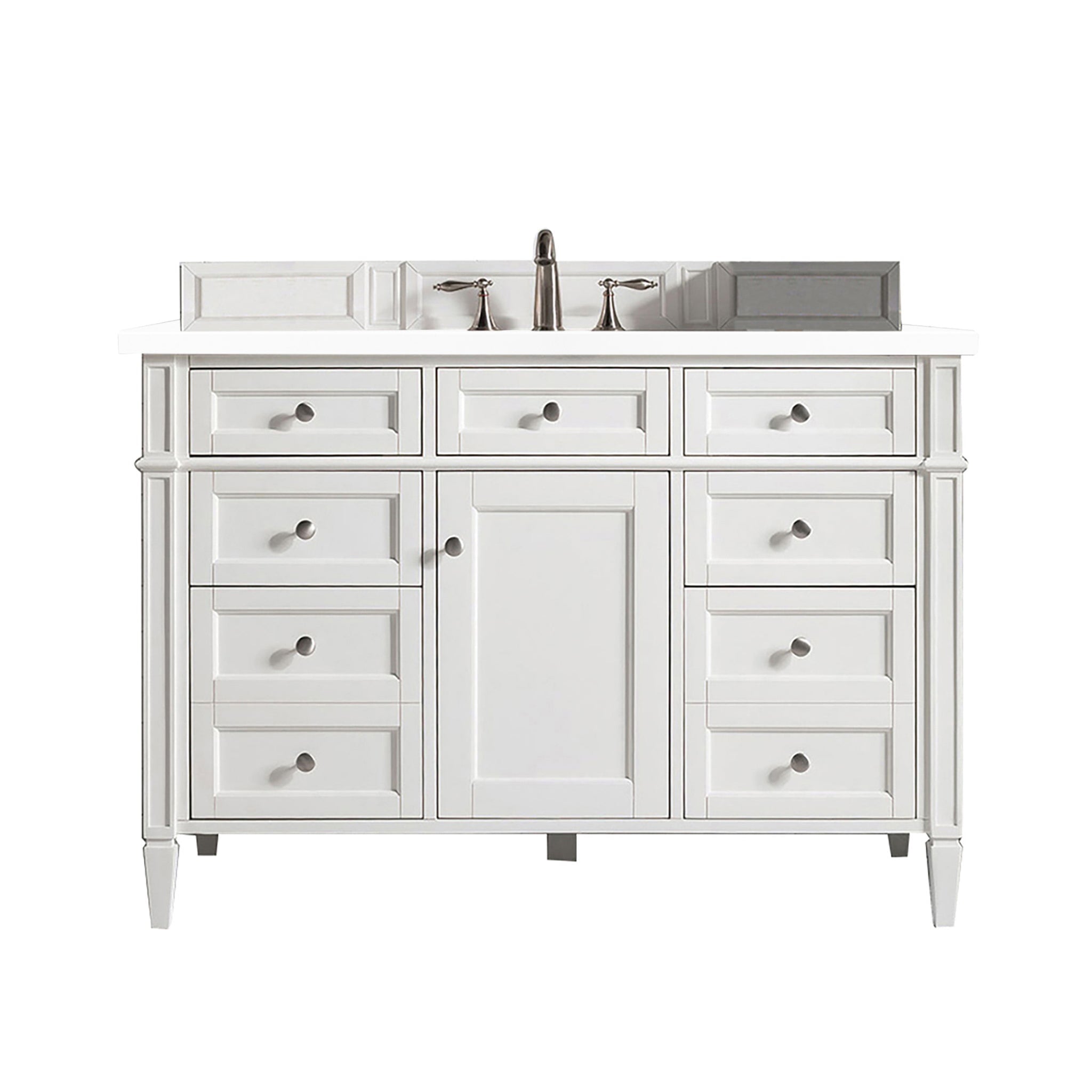 James Martin Vanities - Brittany 48" Single Bathroom Vanity in Bright White - 655 - V48 - BW - 3WZ - Home Luxury USA