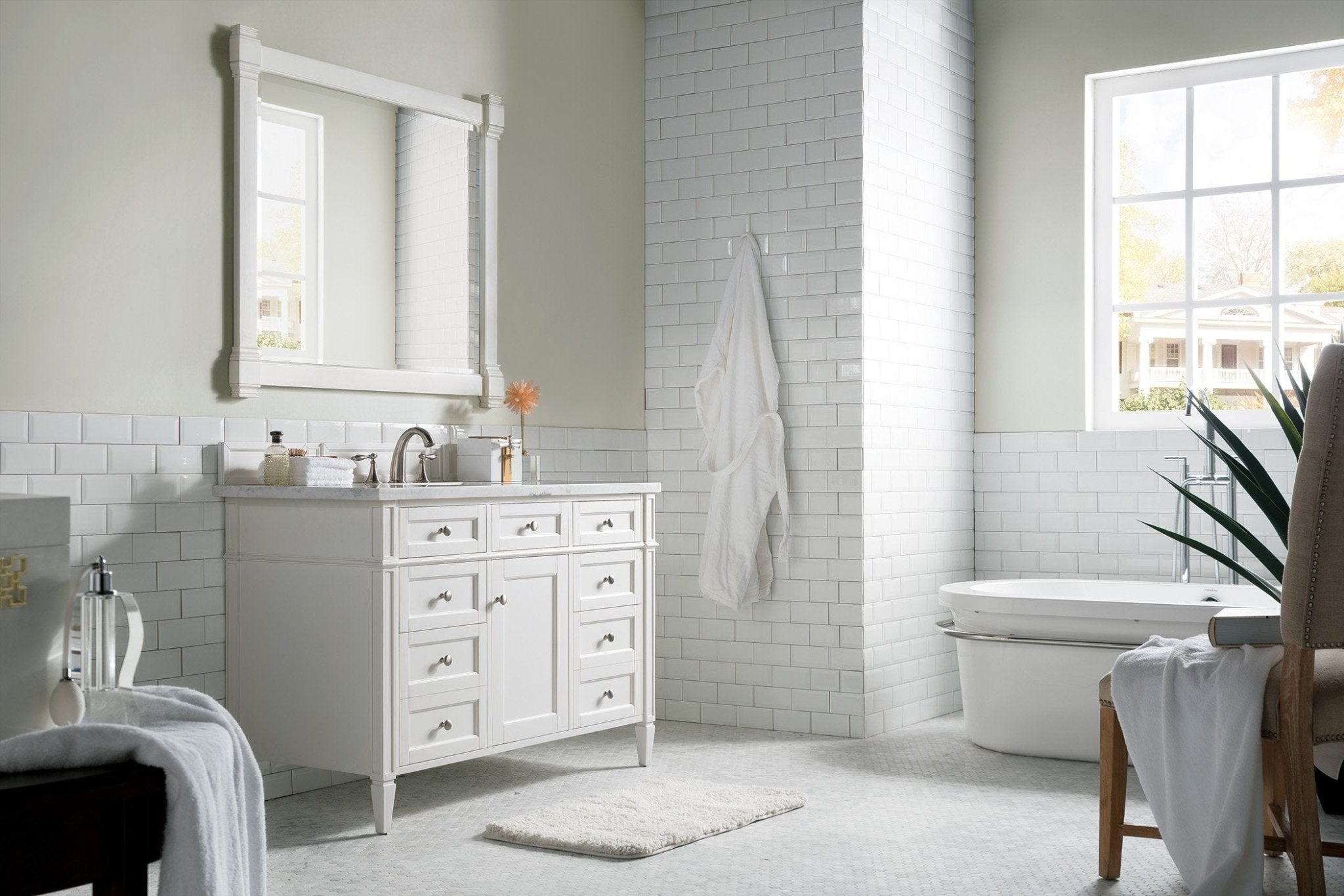 James Martin Vanities - Brittany 48" Single Bathroom Vanity in Bright White - 655 - V48 - BW - Home Luxury USA