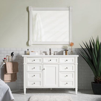 James Martin Vanities - Brittany 48" Single Bathroom Vanity in Bright White - 655 - V48 - BW - Home Luxury USA