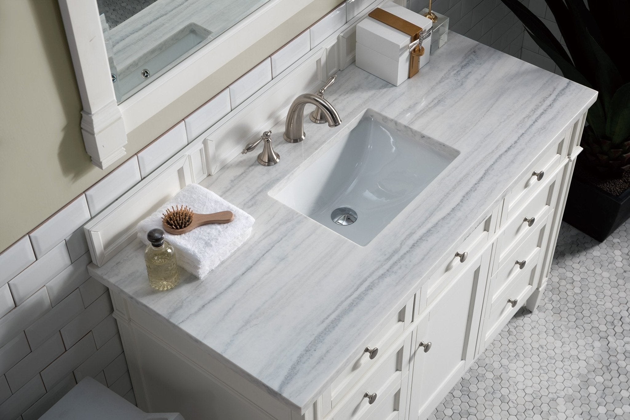 James Martin Vanities - Brittany 48" Single Bathroom Vanity in Bright White - 655 - V48 - BW - Home Luxury USA