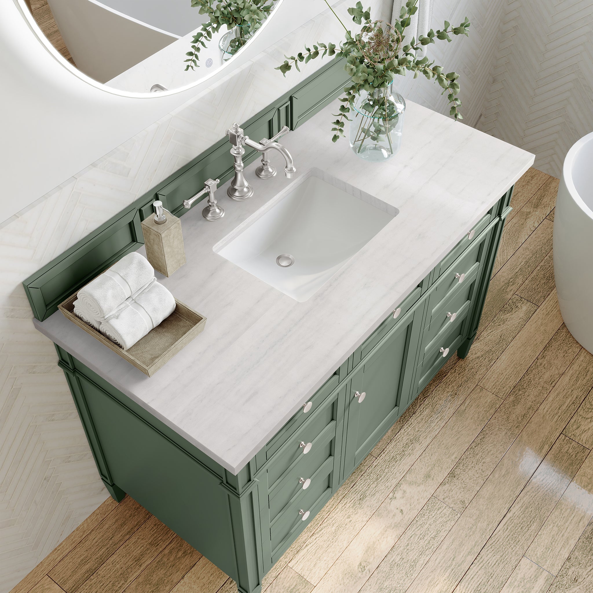 James Martin Vanities - Brittany 48" Single Bathroom Vanity in Smokey Celadon - 650 - V48 - SC - 3AF - Home Luxury USA