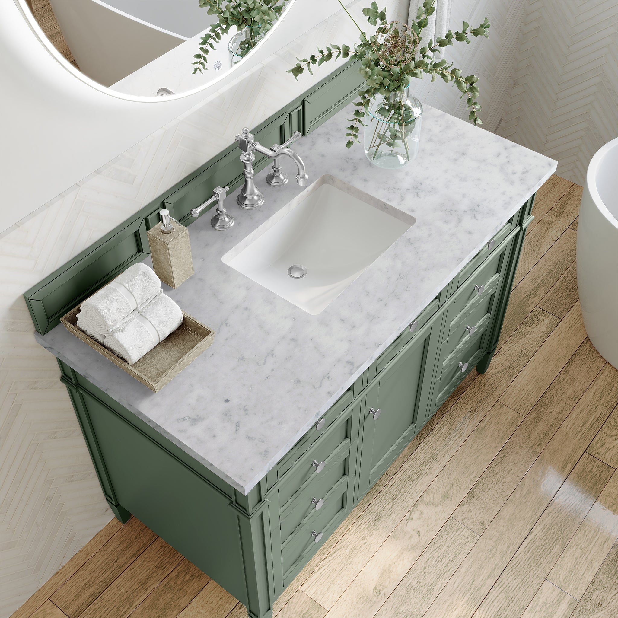 James Martin Vanities - Brittany 48" Single Bathroom Vanity in Smokey Celadon - 650 - V48 - SC - 3CAR - Home Luxury USA