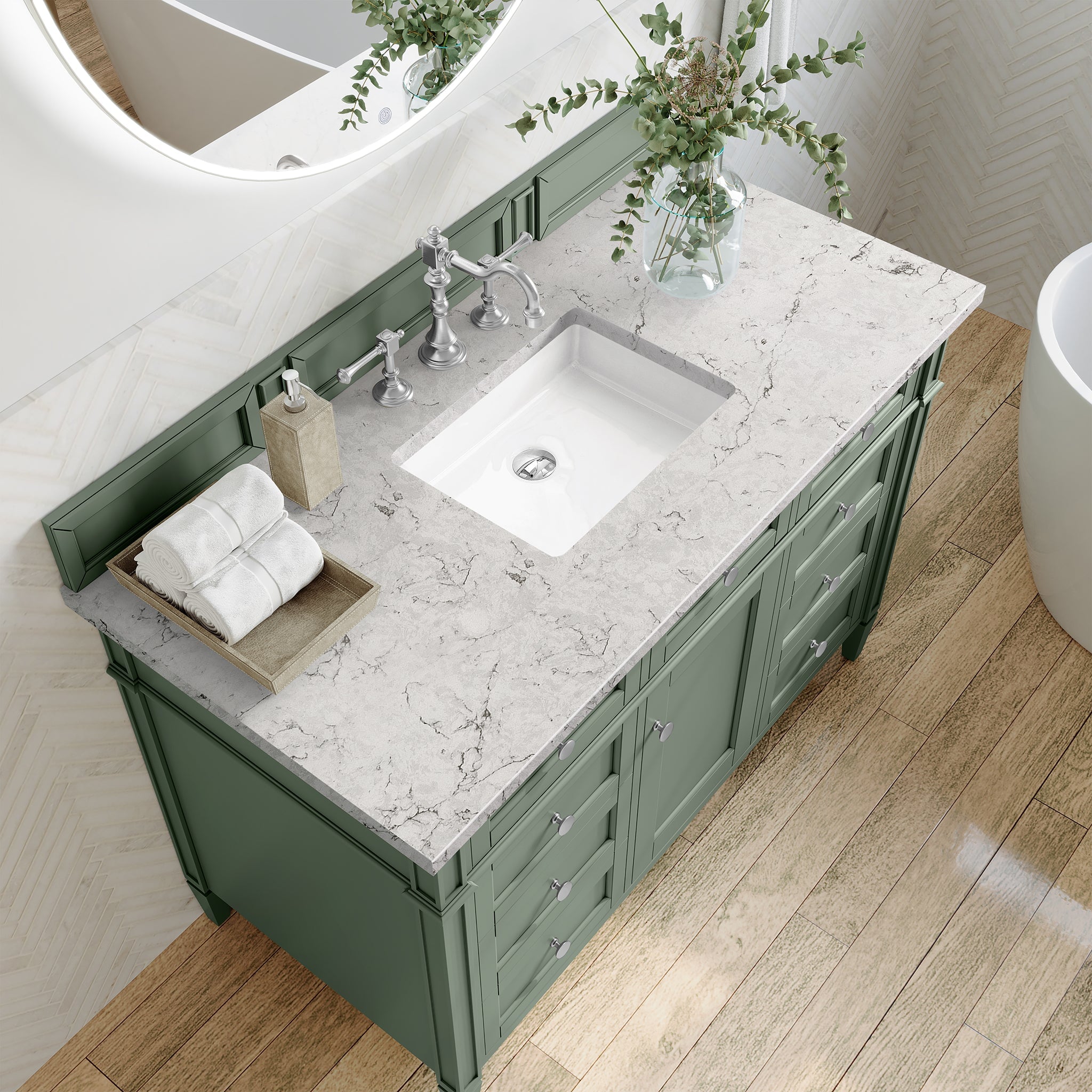 James Martin Vanities - Brittany 48" Single Bathroom Vanity in Smokey Celadon - 650 - V48 - SC - 3EJP - Home Luxury USA