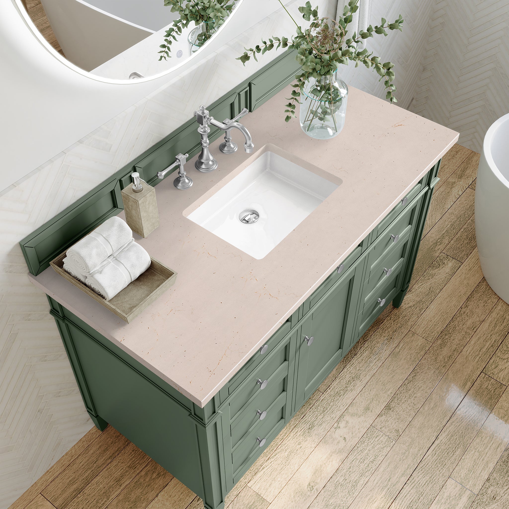 James Martin Vanities - Brittany 48" Single Bathroom Vanity in Smokey Celadon - 650 - V48 - SC - 3EMR - Home Luxury USA