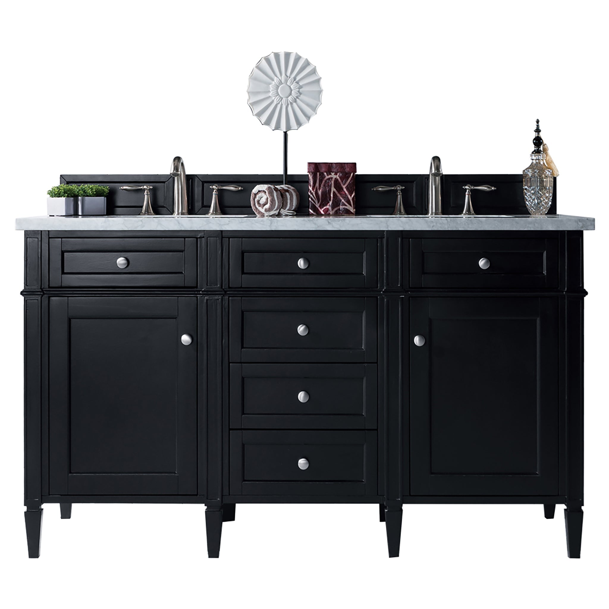 James Martin Vanities - Brittany 60" Double Bathroom Vanity in Black Onyx - 650 - V60D - BKO - 3AF - Home Luxury USA