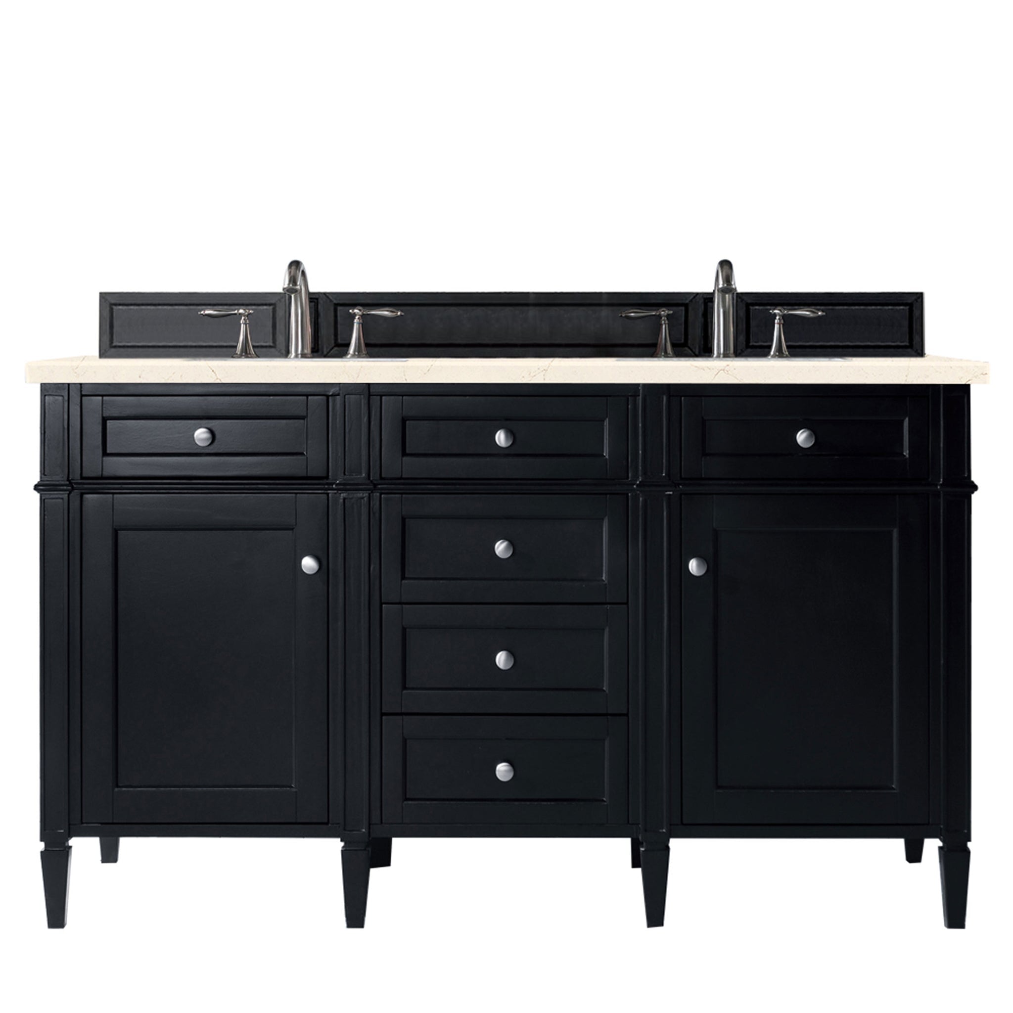 James Martin Vanities - Brittany 60" Double Bathroom Vanity in Black Onyx - 650 - V60D - BKO - 3EMR - Home Luxury USA