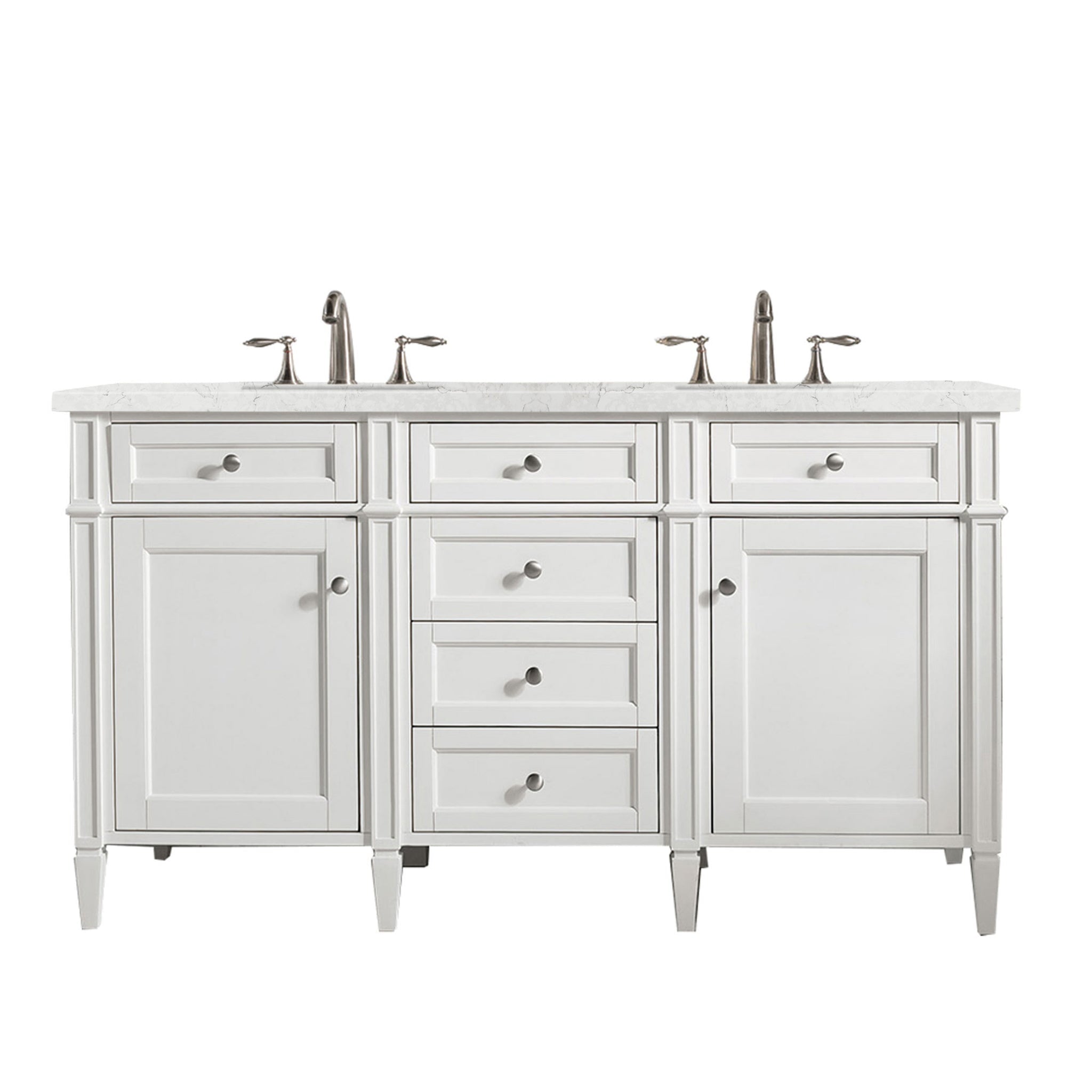 James Martin Vanities - Brittany 60" Double Bathroom Vanity in Bright White - 655 - V60D - BW - 3EJP - Home Luxury USA