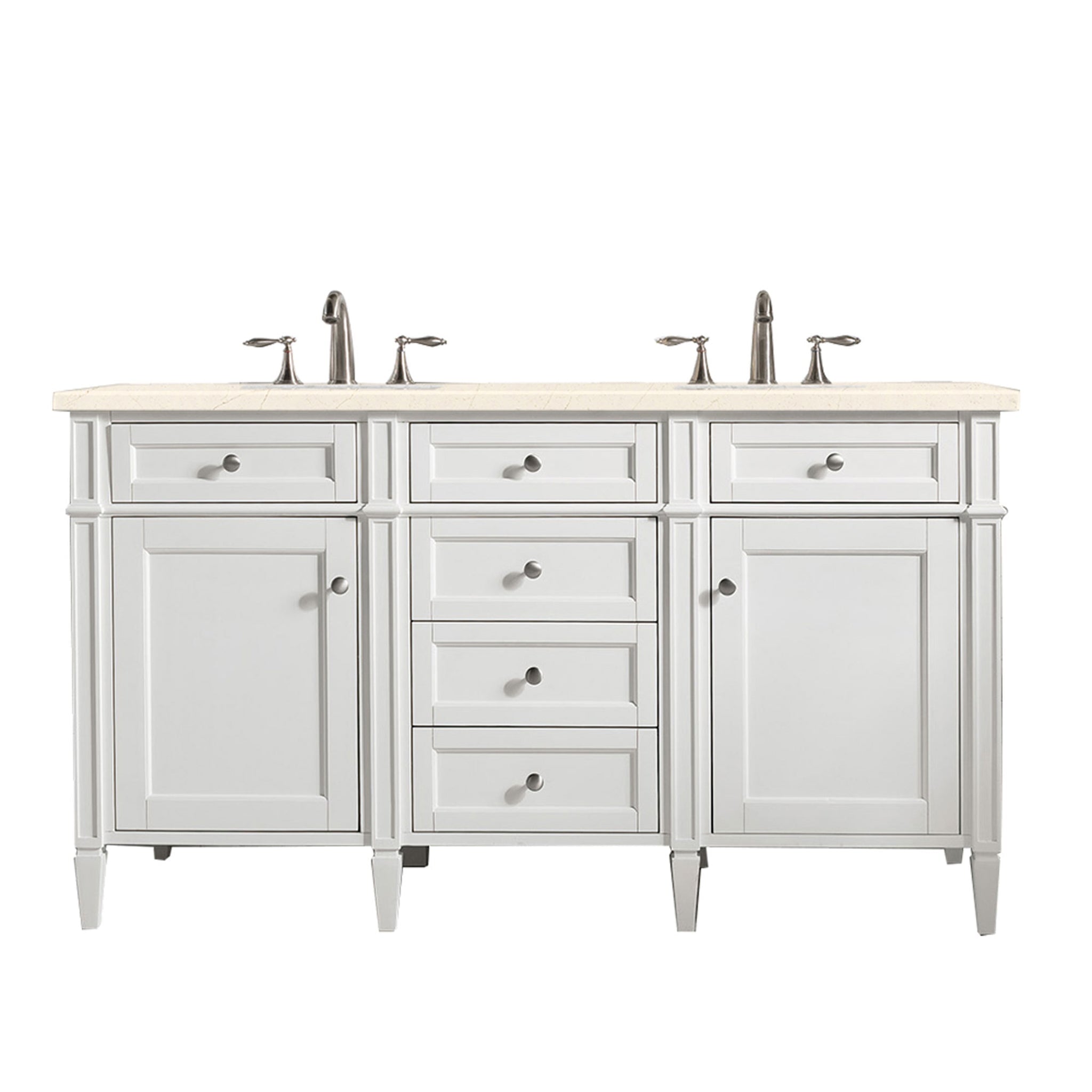 James Martin Vanities - Brittany 60" Double Bathroom Vanity in Bright White - 655 - V60D - BW - 3EMR - Home Luxury USA