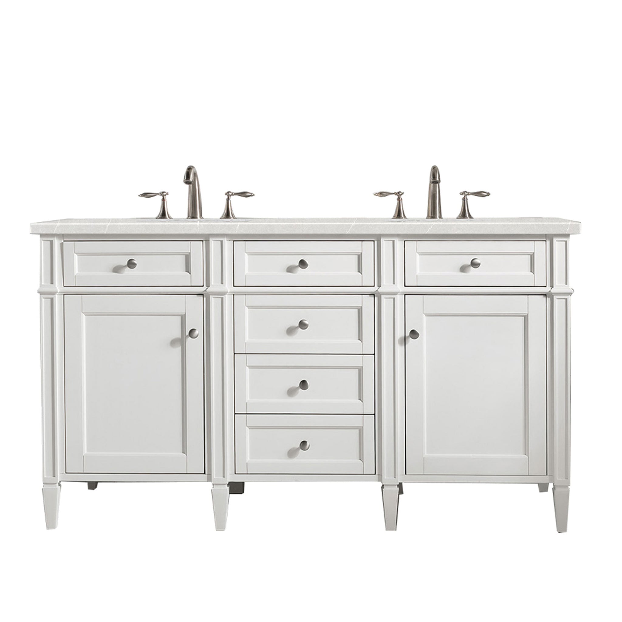 James Martin Vanities - Brittany 60" Double Bathroom Vanity in Bright White - 655 - V60D - BW - 3ESR - Home Luxury USA