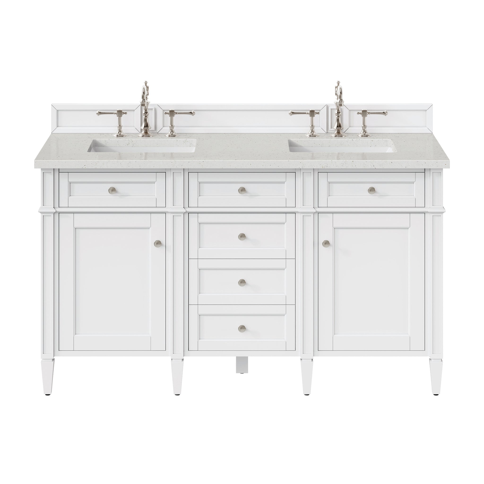 James Martin Vanities - Brittany 60" Double Bathroom Vanity in Bright White - 655 - V60D - BW - 3LDL - Home Luxury USA