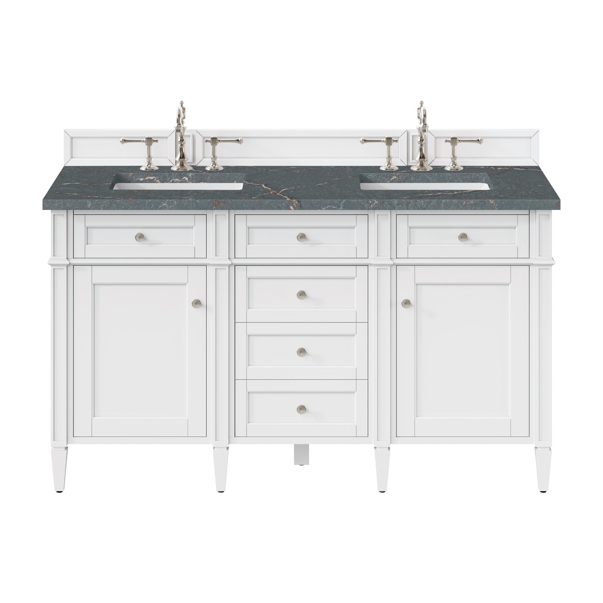 James Martin Vanities - Brittany 60" Double Bathroom Vanity in Bright White - 655 - V60D - BW - 3PBL - Home Luxury USA