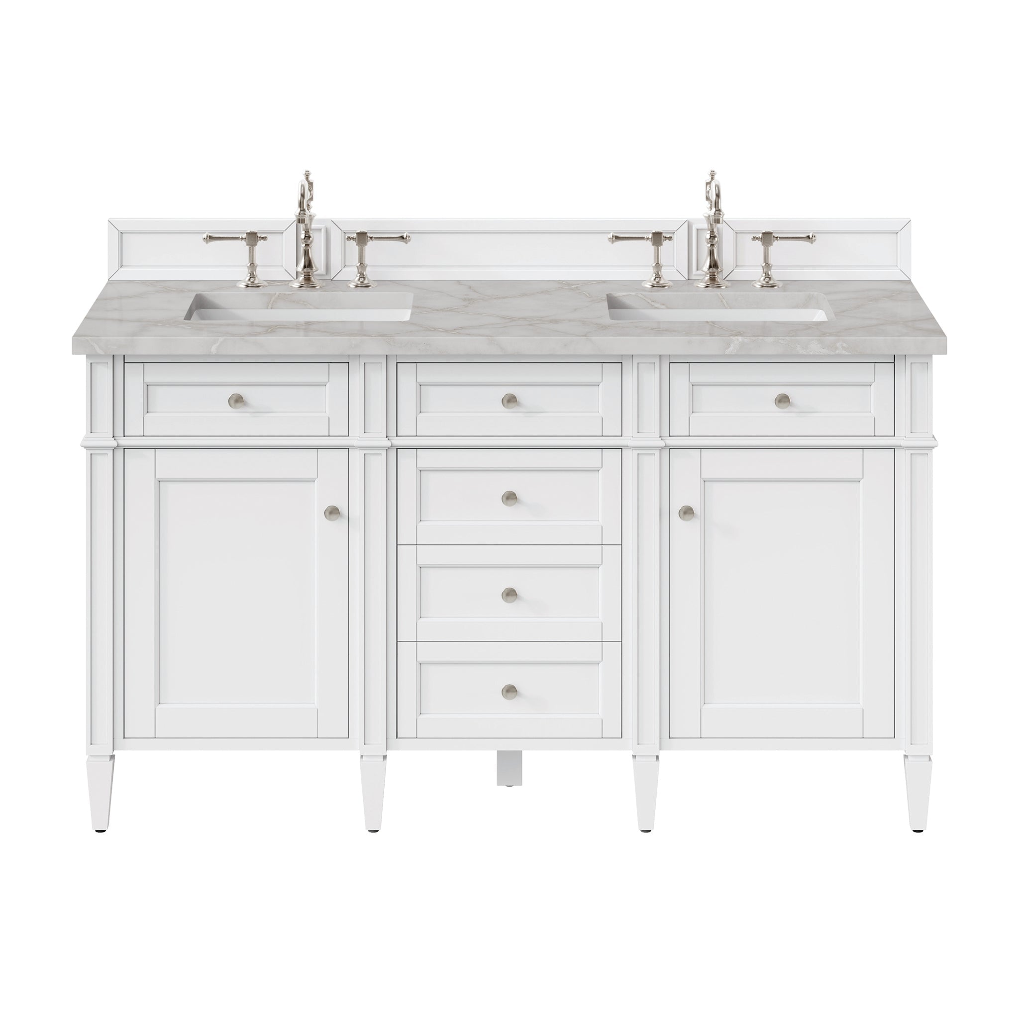 James Martin Vanities - Brittany 60" Double Bathroom Vanity in Bright White - 655 - V60D - BW - 3VSL - Home Luxury USA