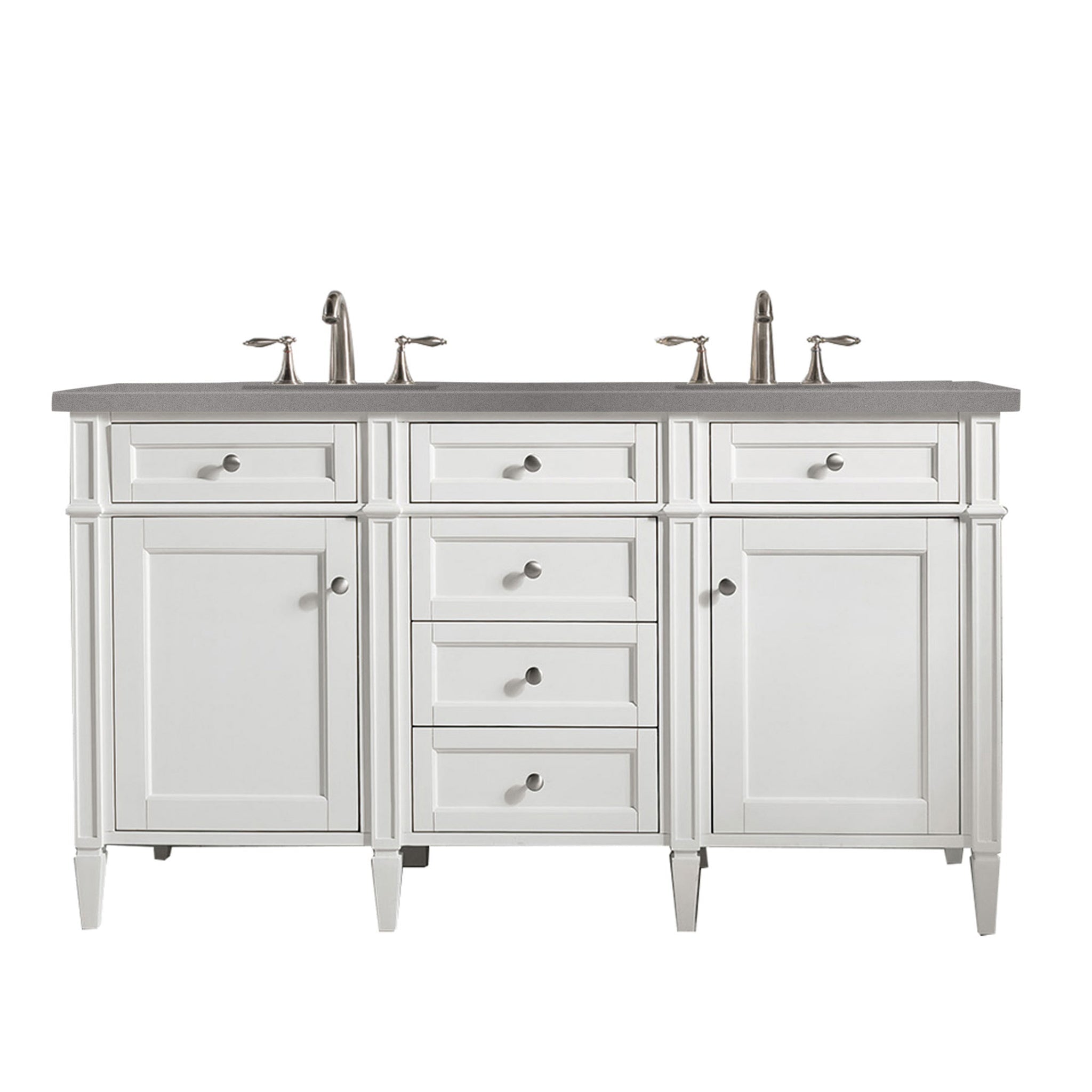 James Martin Vanities - Brittany 60" Double Bathroom Vanity in Bright White - 655 - V60D - BW - 3WZ - Home Luxury USA