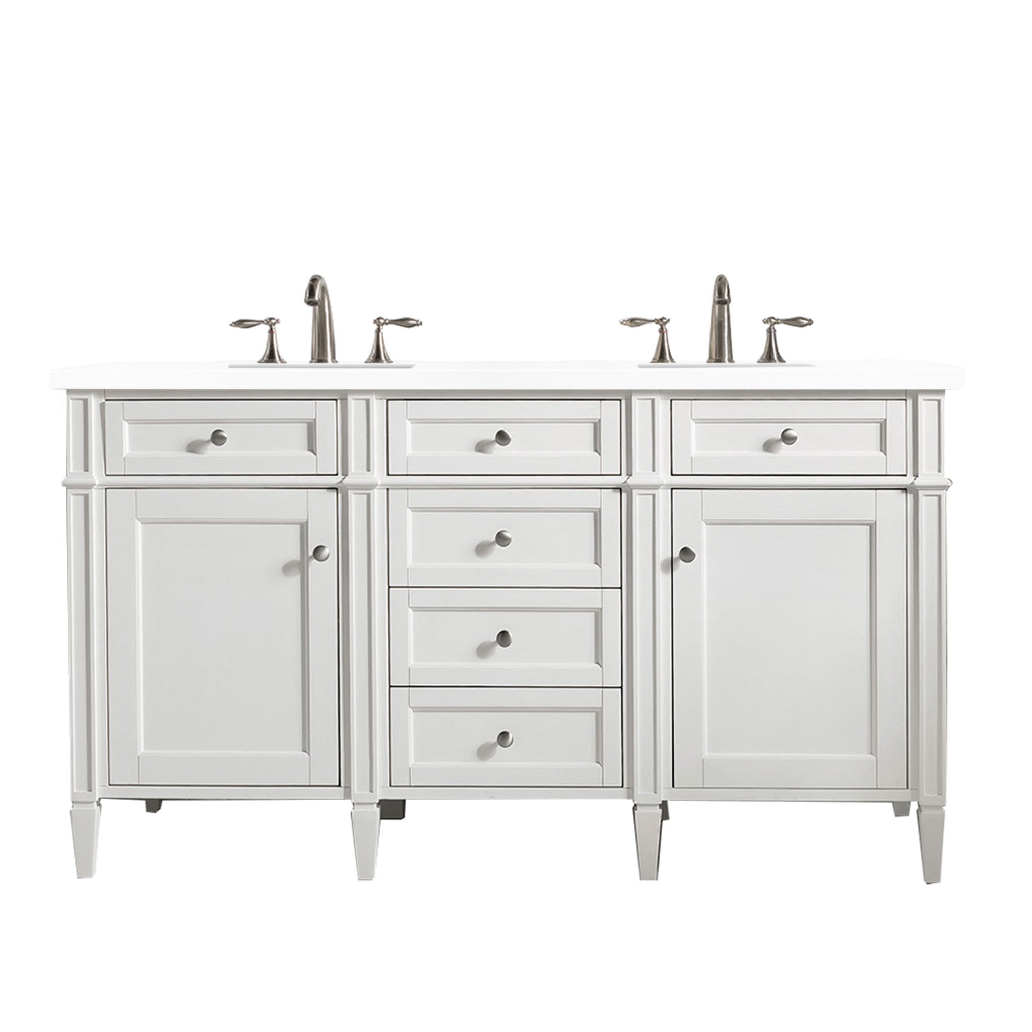 James Martin Vanities - Brittany 60" Double Bathroom Vanity in Bright White - 655 - V60D - BW - 3WZ - Home Luxury USA