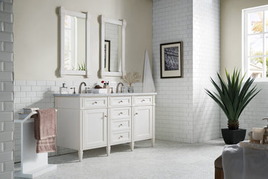 James Martin Vanities - Brittany 60" Double Bathroom Vanity in Bright White - 655 - V60D - BW - Home Luxury USA