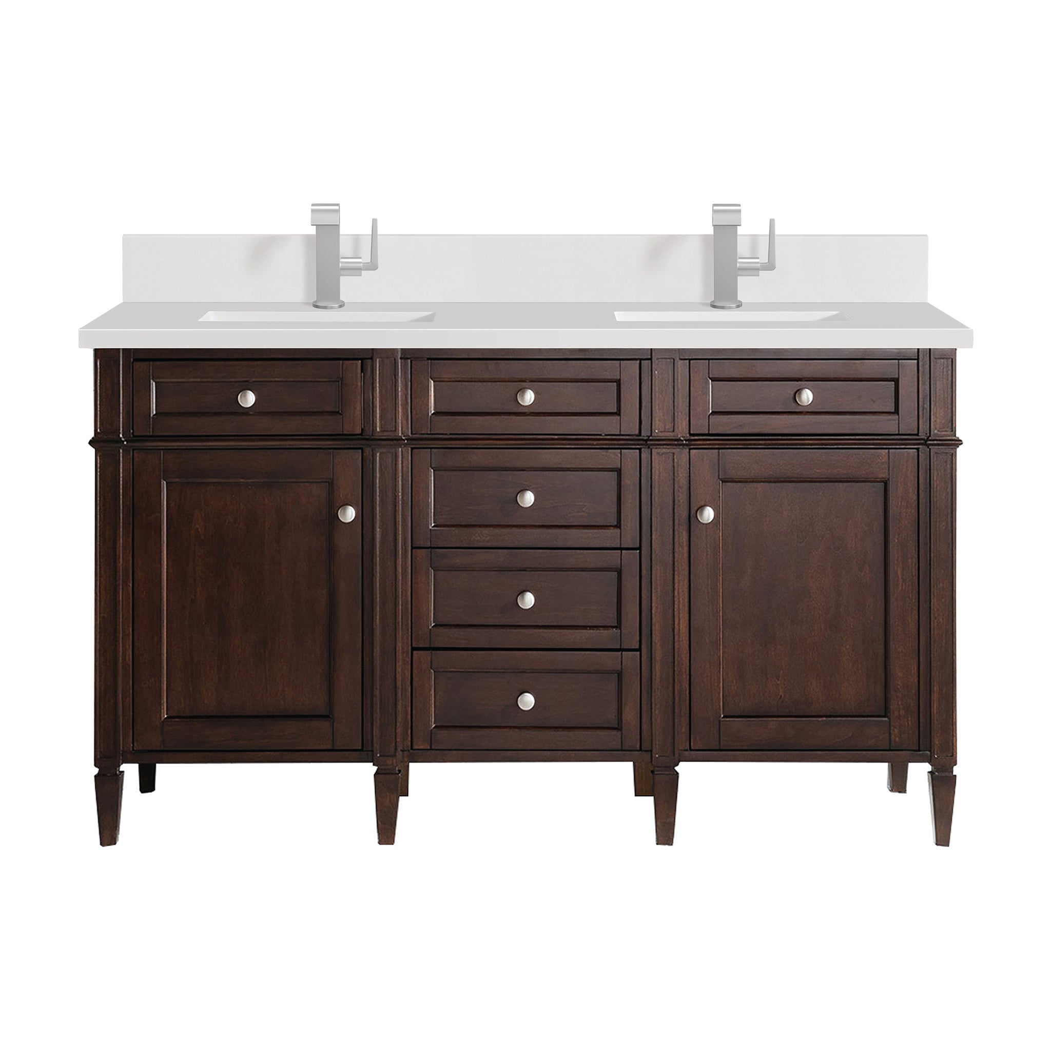 James Martin Vanities - Brittany 60" Double Bathroom Vanity in Burnished Mahogany - 650 - V60D - BNM - 1WZ - Home Luxury USA