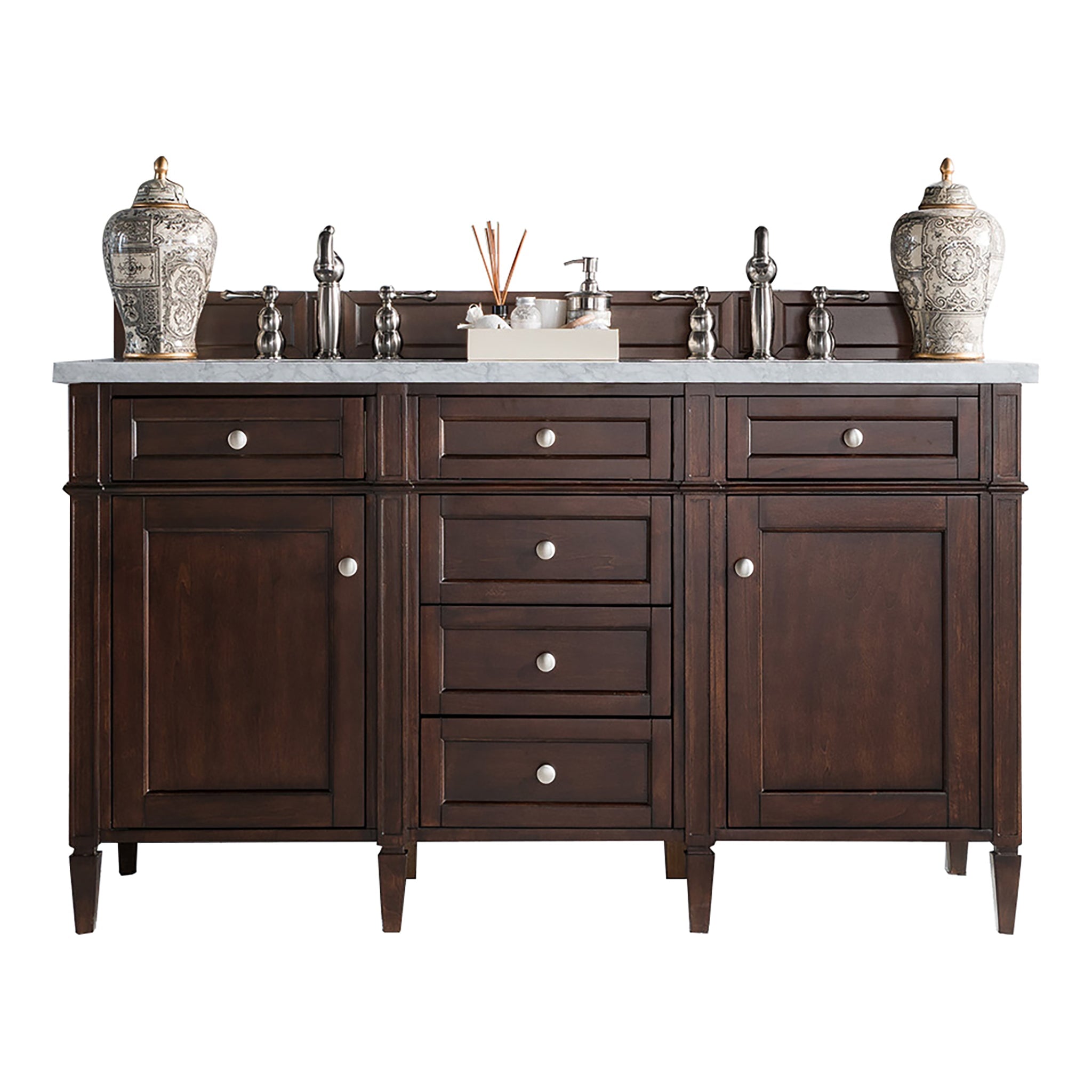 James Martin Vanities - Brittany 60" Double Bathroom Vanity in Burnished Mahogany - 650 - V60D - BNM - 3AF - Home Luxury USA