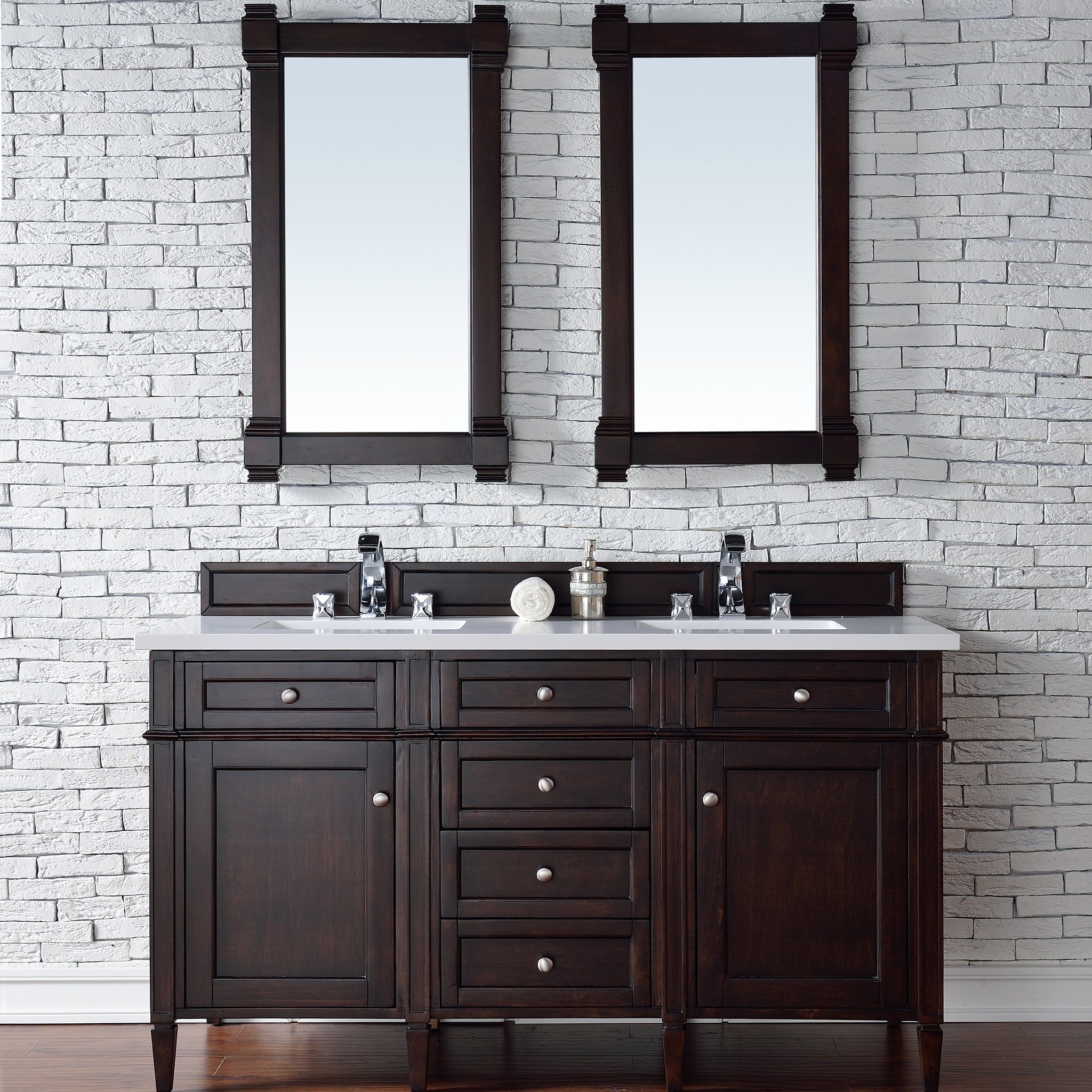 James Martin Vanities - Brittany 60" Double Bathroom Vanity in Burnished Mahogany - 650 - V60D - BNM - Home Luxury USA