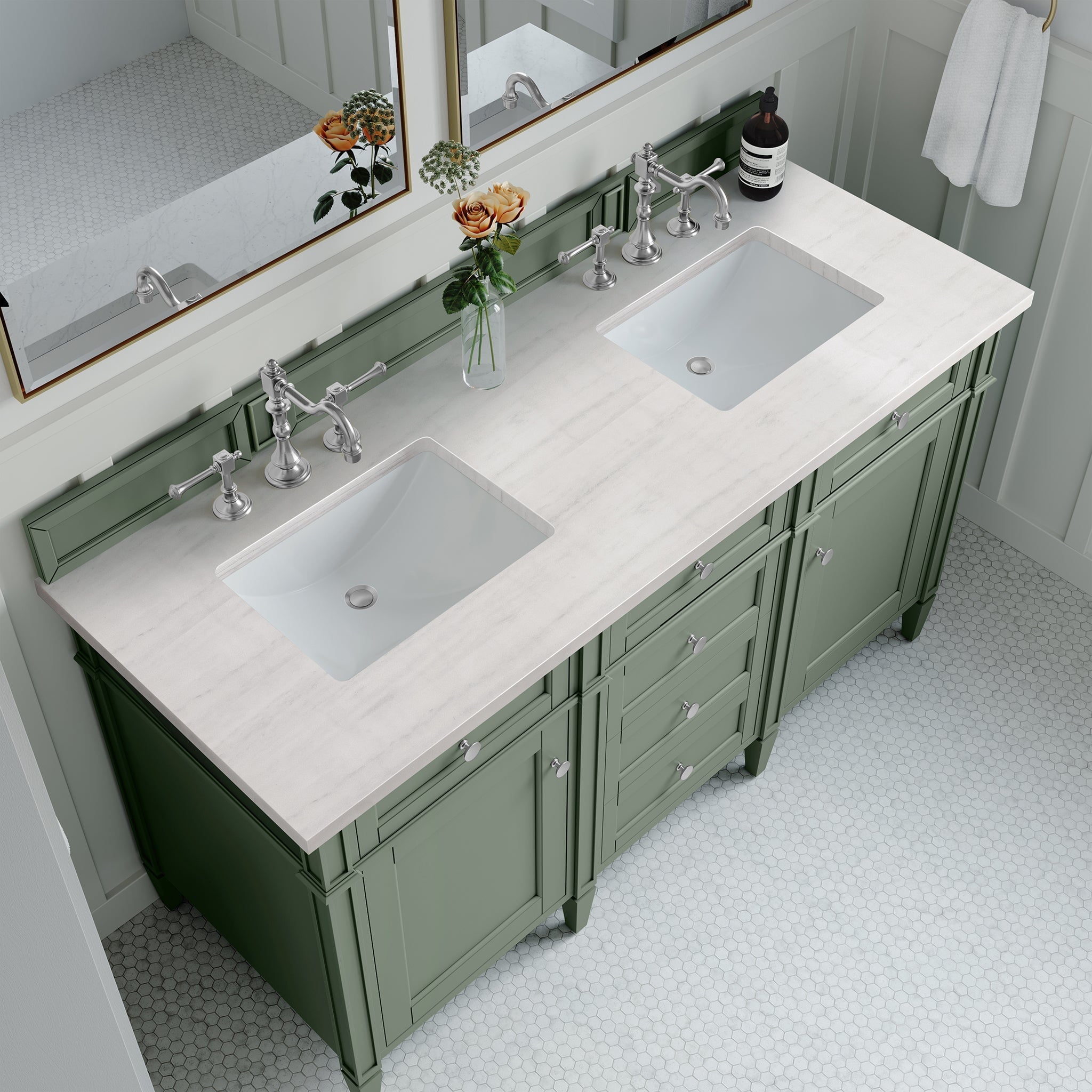 James Martin Vanities - Brittany 60" Double Bathroom Vanity in Smokey Celadon - 650 - V60D - SC - 3AF - Home Luxury USA