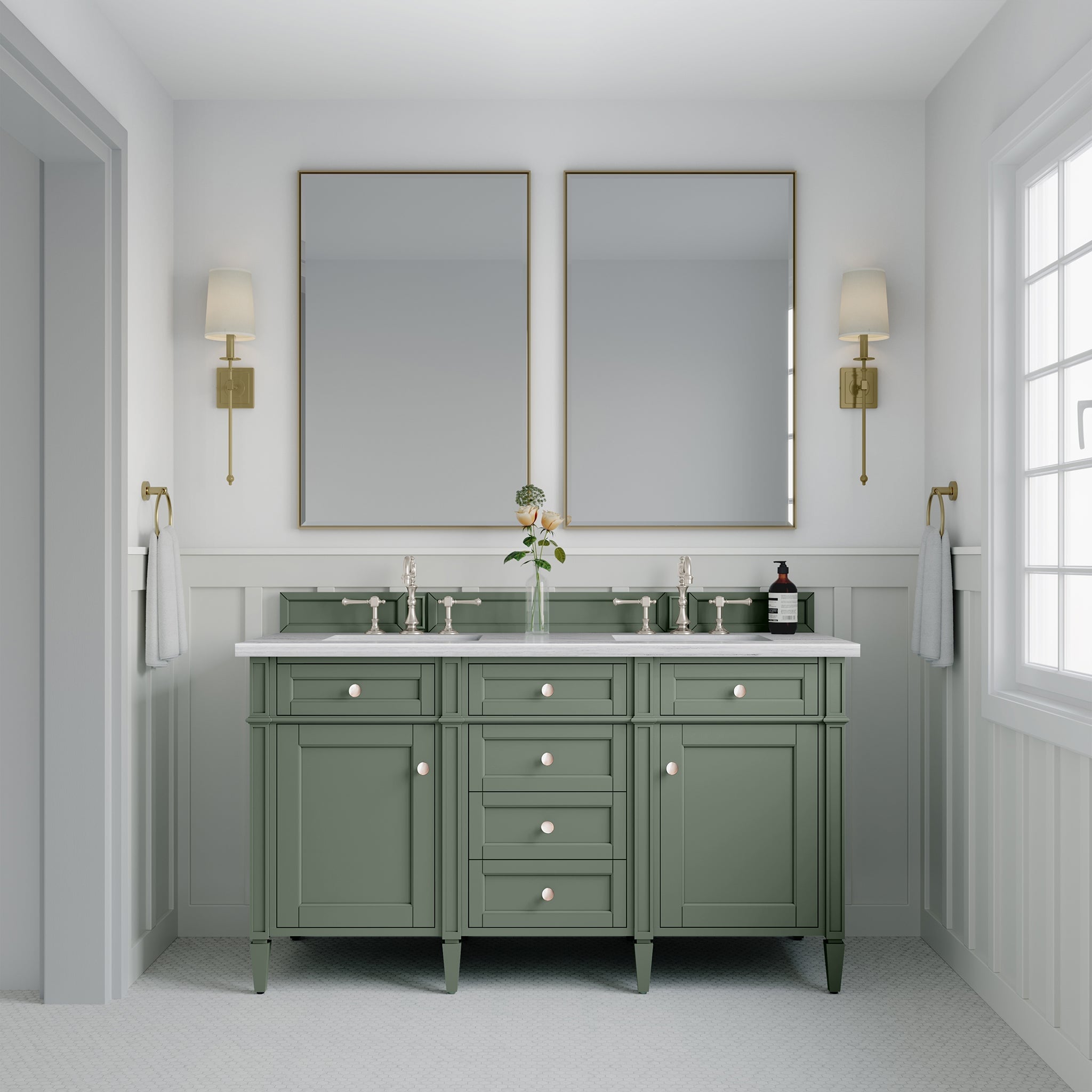 James Martin Vanities - Brittany 60" Double Bathroom Vanity in Smokey Celadon - 650 - V60D - SC - Home Luxury USA