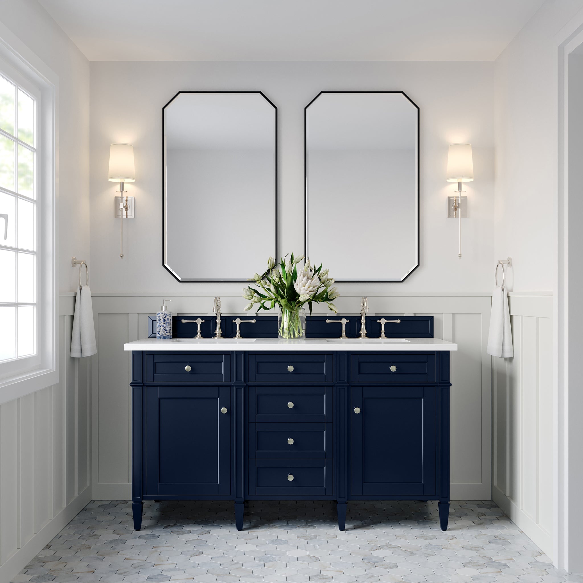 James Martin Vanities - Brittany 60" Double Bathroom Vanity in Victory Blue - 650 - V60D - VBL - Home Luxury USA