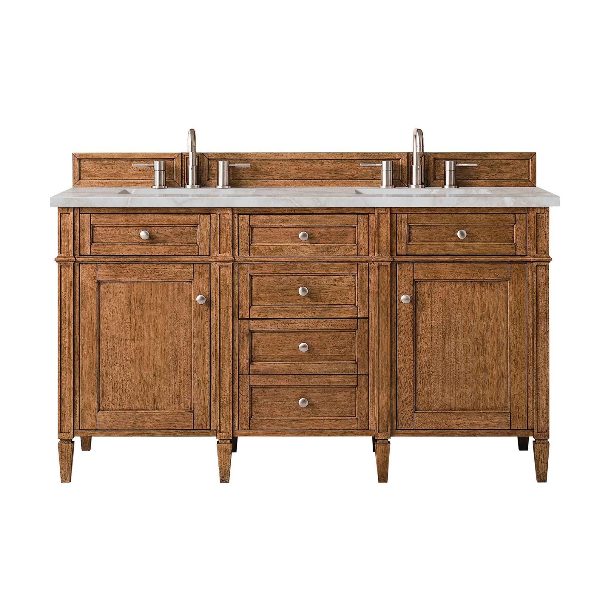 James Martin Vanities - Brittany 60" Double Vanity Cabinet in Saddle Brown - 650 - V60D - SBR - 3VSL - Home Luxury USA