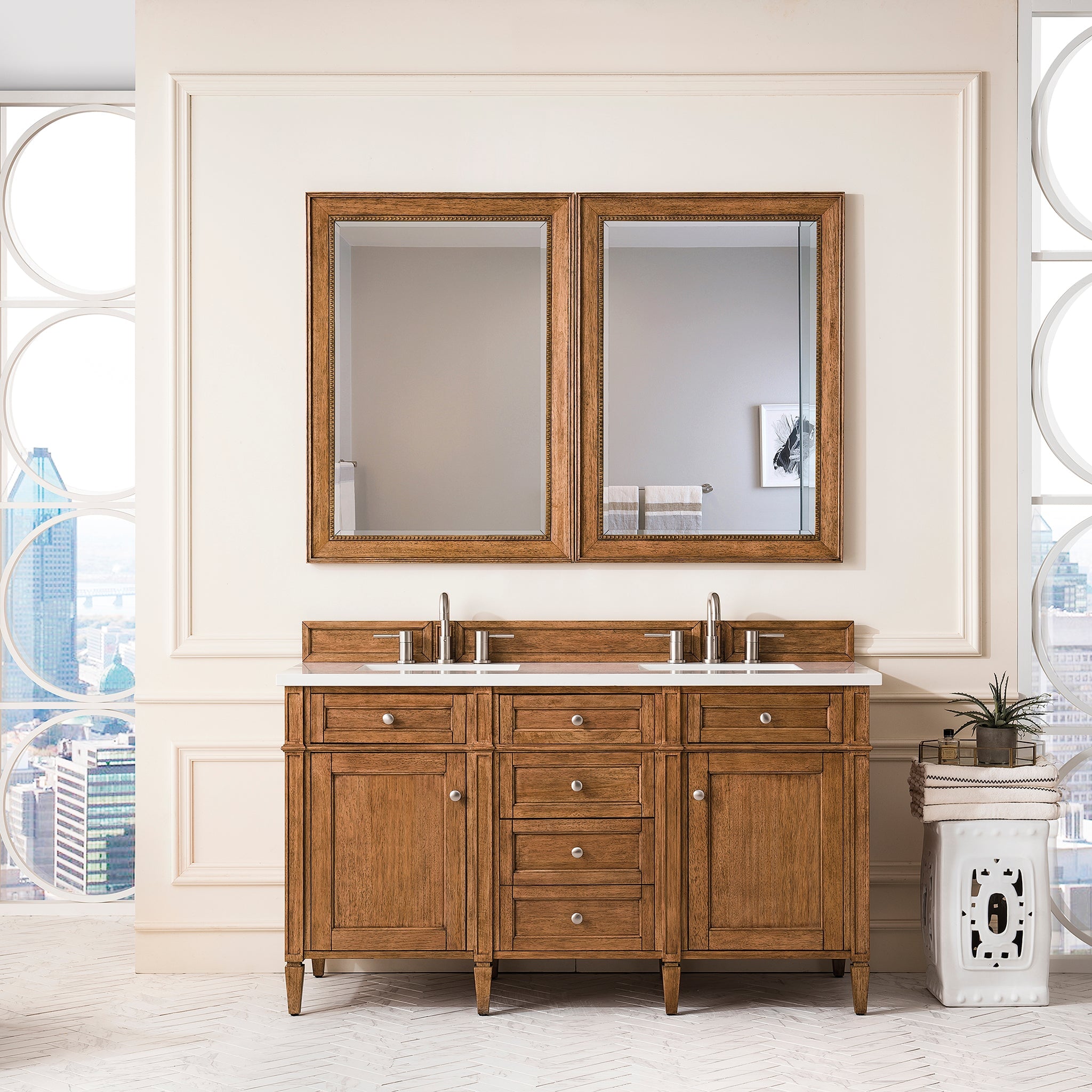 James Martin Vanities - Brittany 60" Double Vanity Cabinet in Saddle Brown - 650 - V60D - SBR - Home Luxury USA