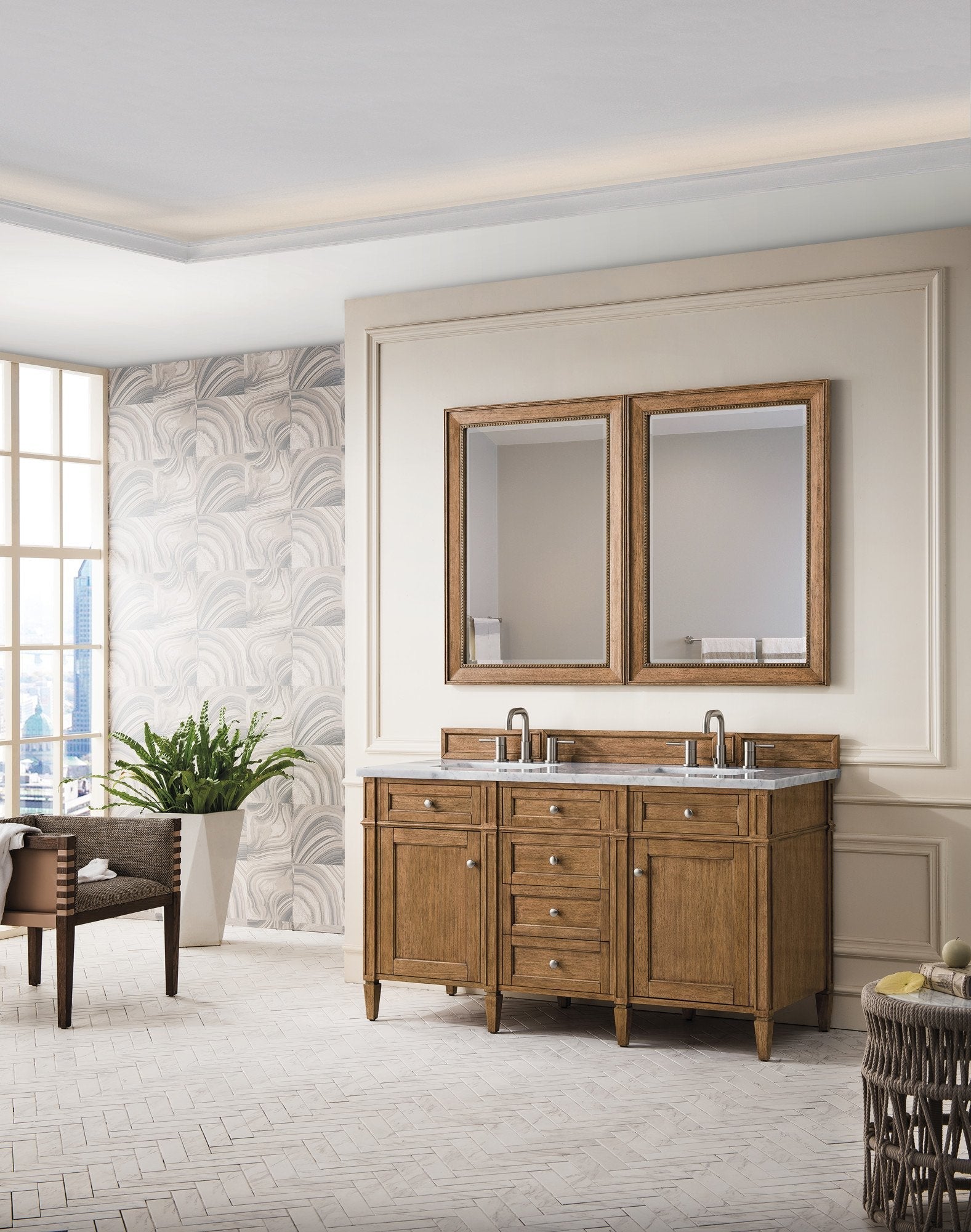 James Martin Vanities - Brittany 60" Double Vanity Cabinet in Saddle Brown - 650 - V60D - SBR - Home Luxury USA