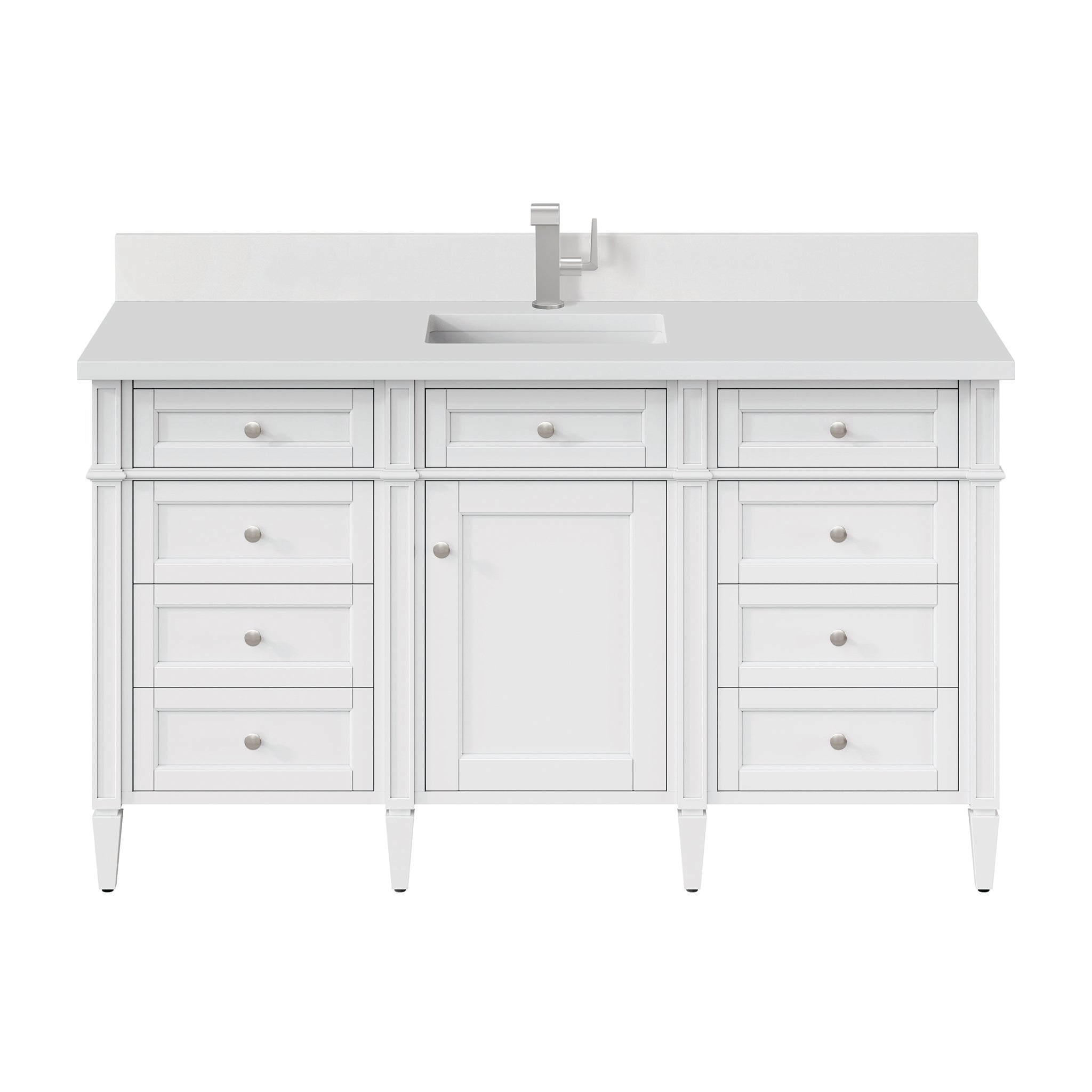 James Martin Vanities - Brittany 60" Single Bathroom Vanity in Bright White - 655 - V60S - BW - 1WZ - Home Luxury USA